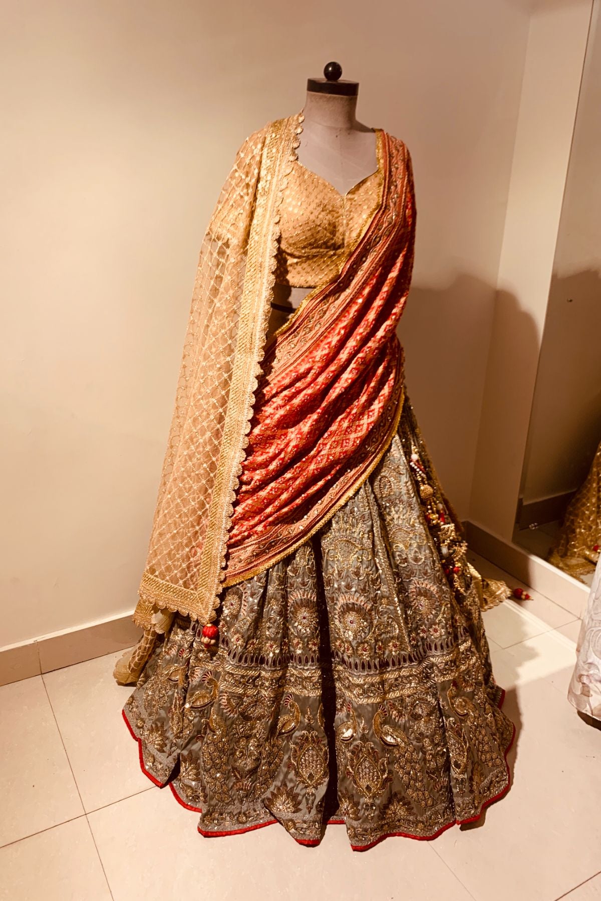 Olive Peacock Lehenga