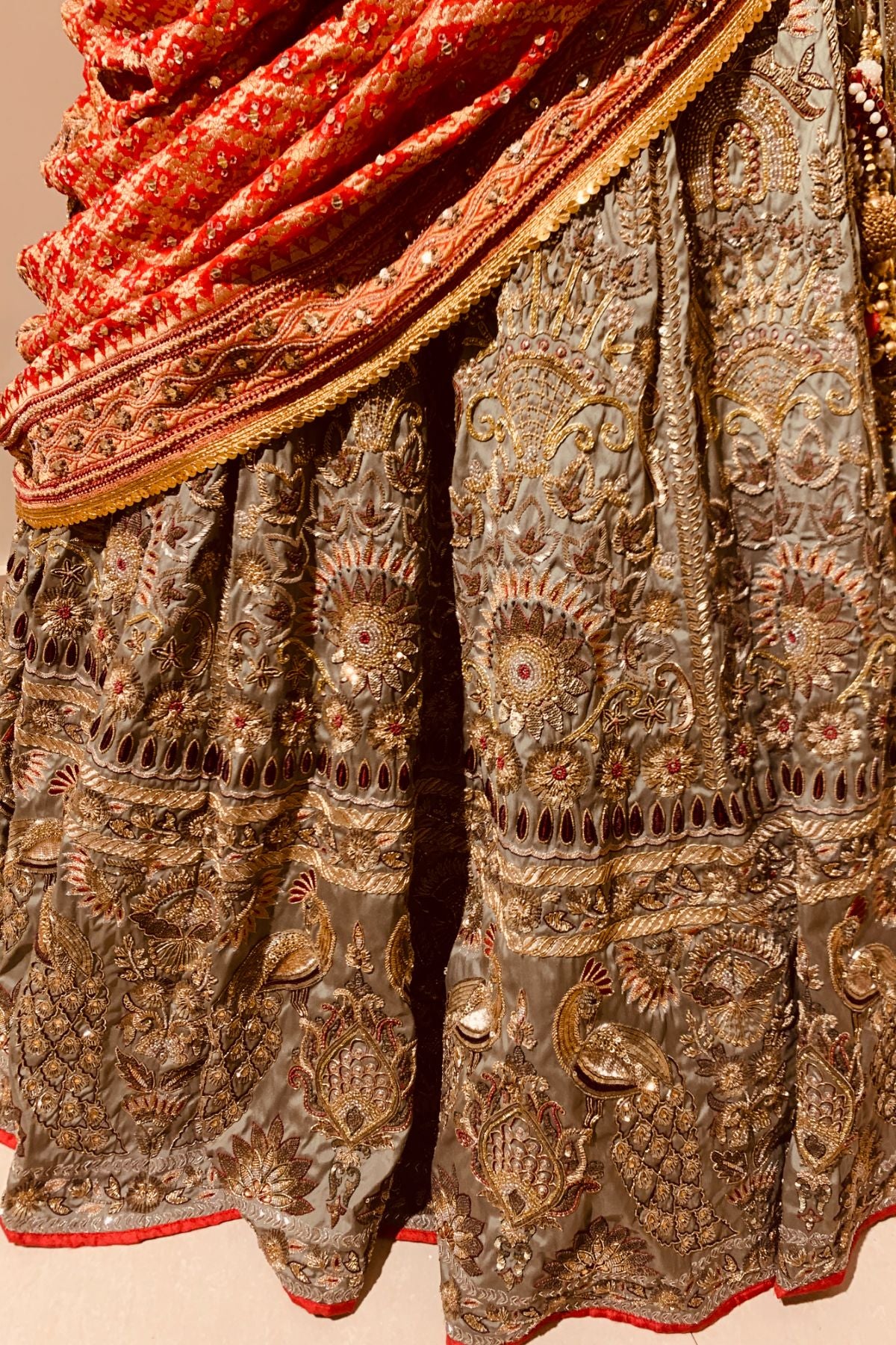 Olive Peacock Lehenga