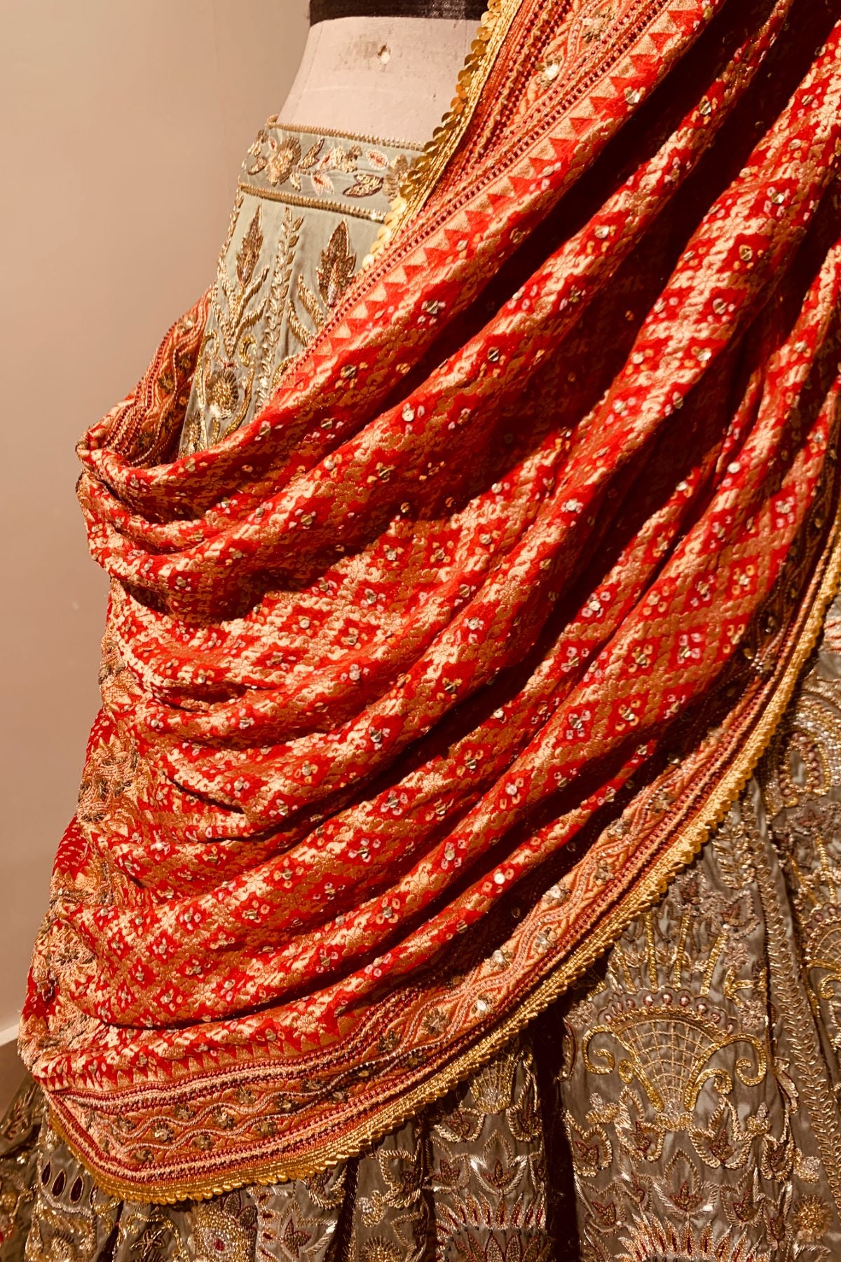 Olive Peacock Lehenga