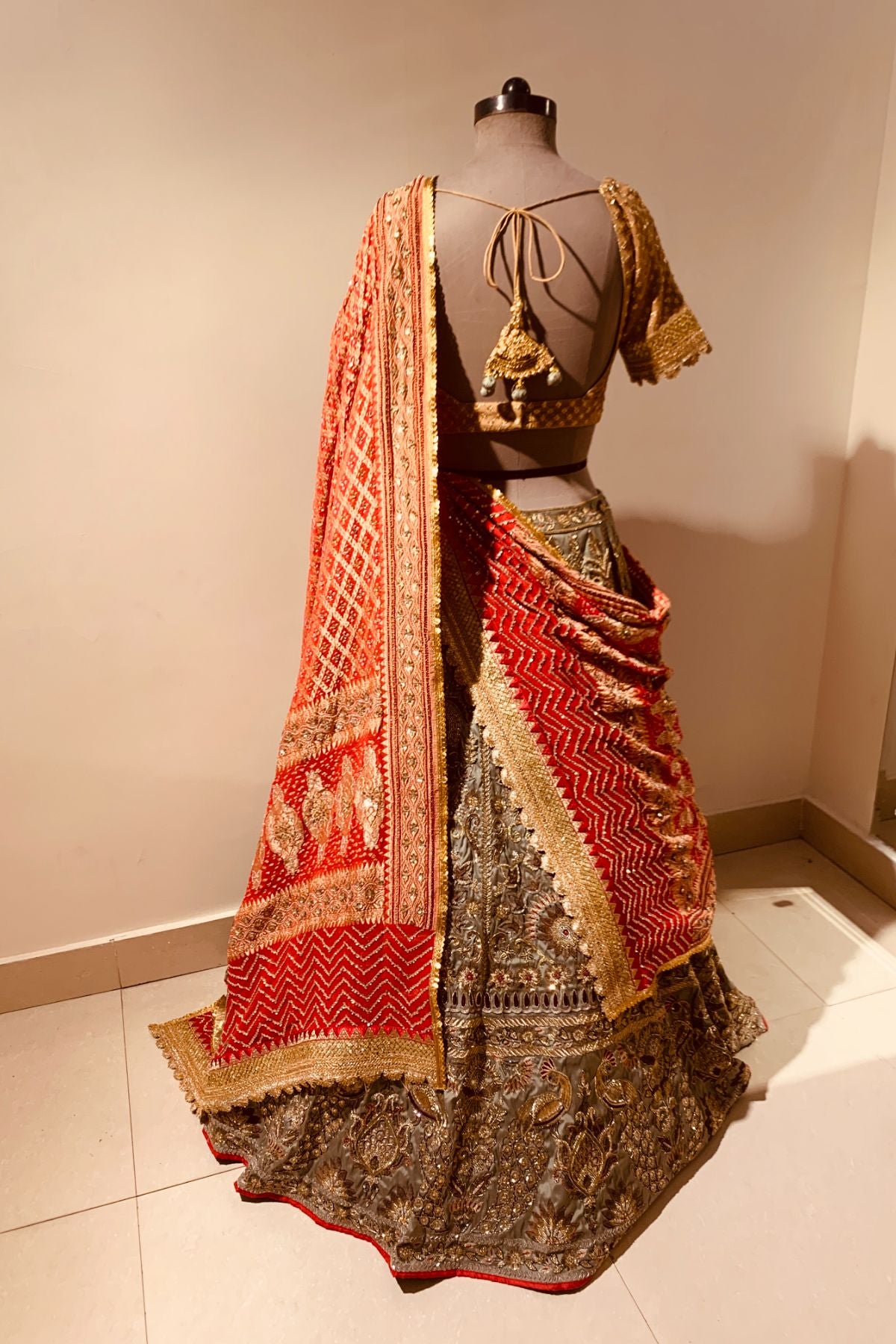 Olive Peacock Lehenga
