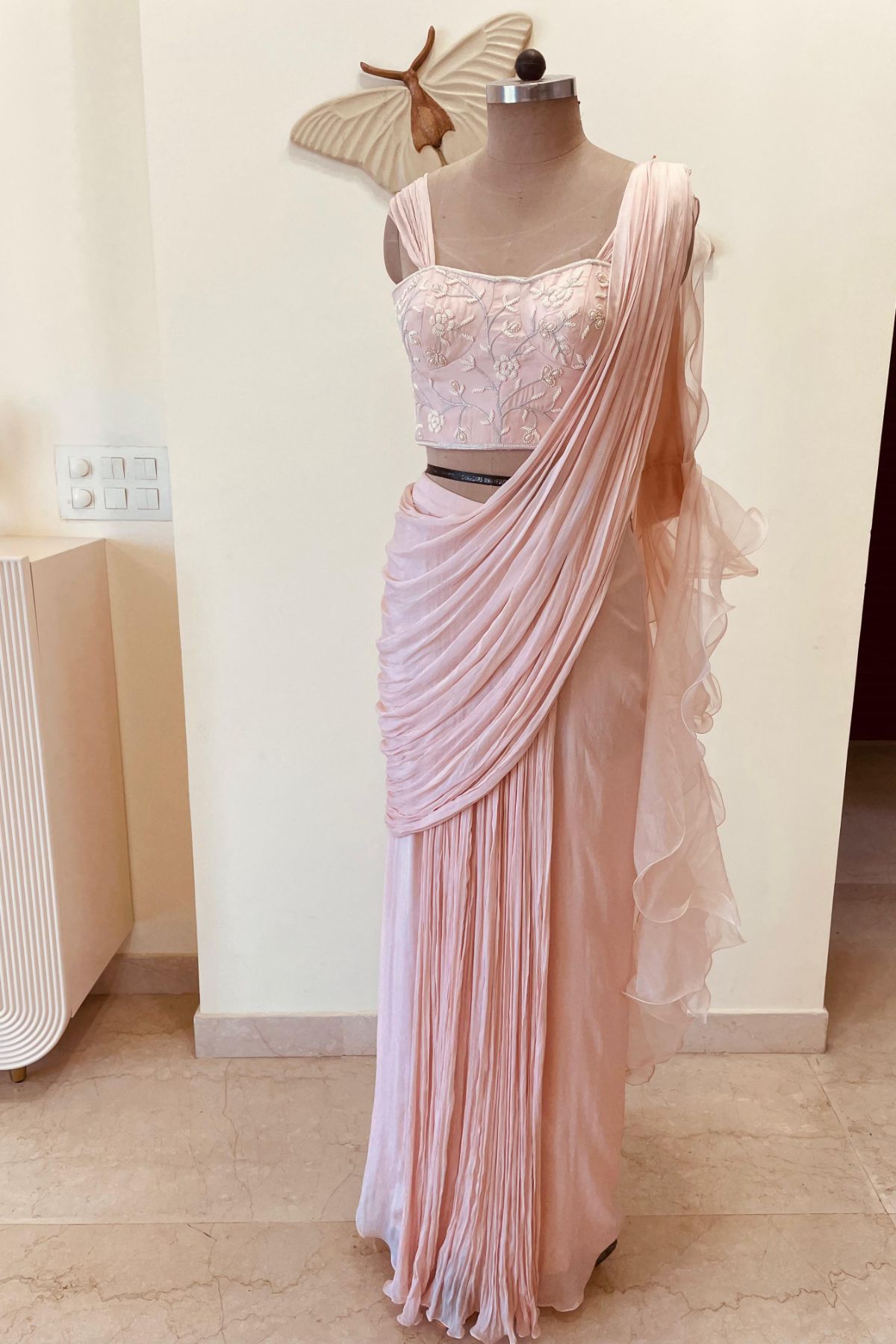 Blush Pink Draped Saree