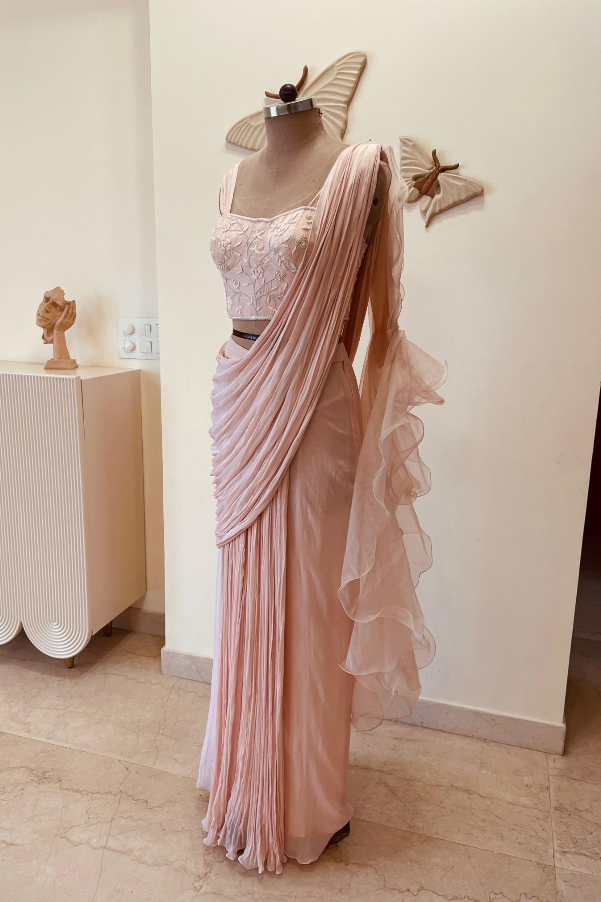 Blush Pink Draped Saree