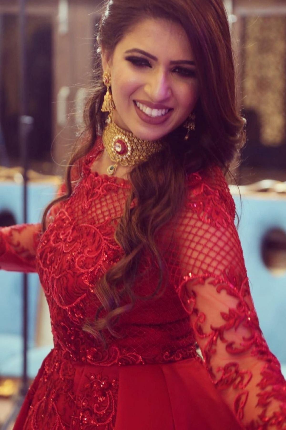 Red Hand Embroidered Gown