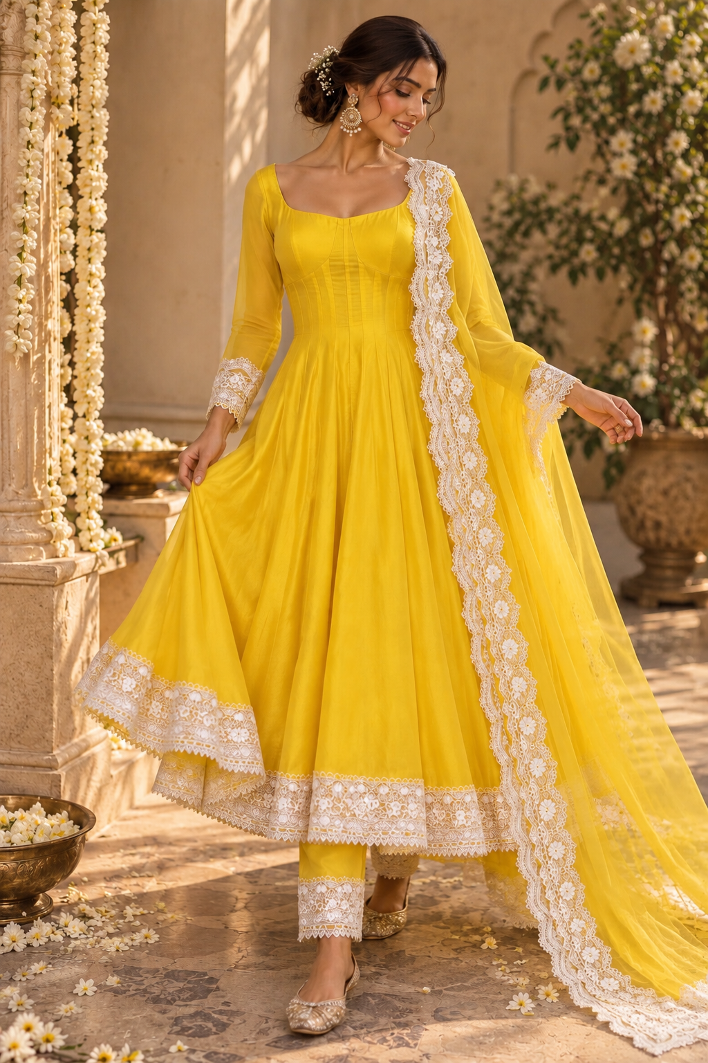 Yellow Corset Anarkali