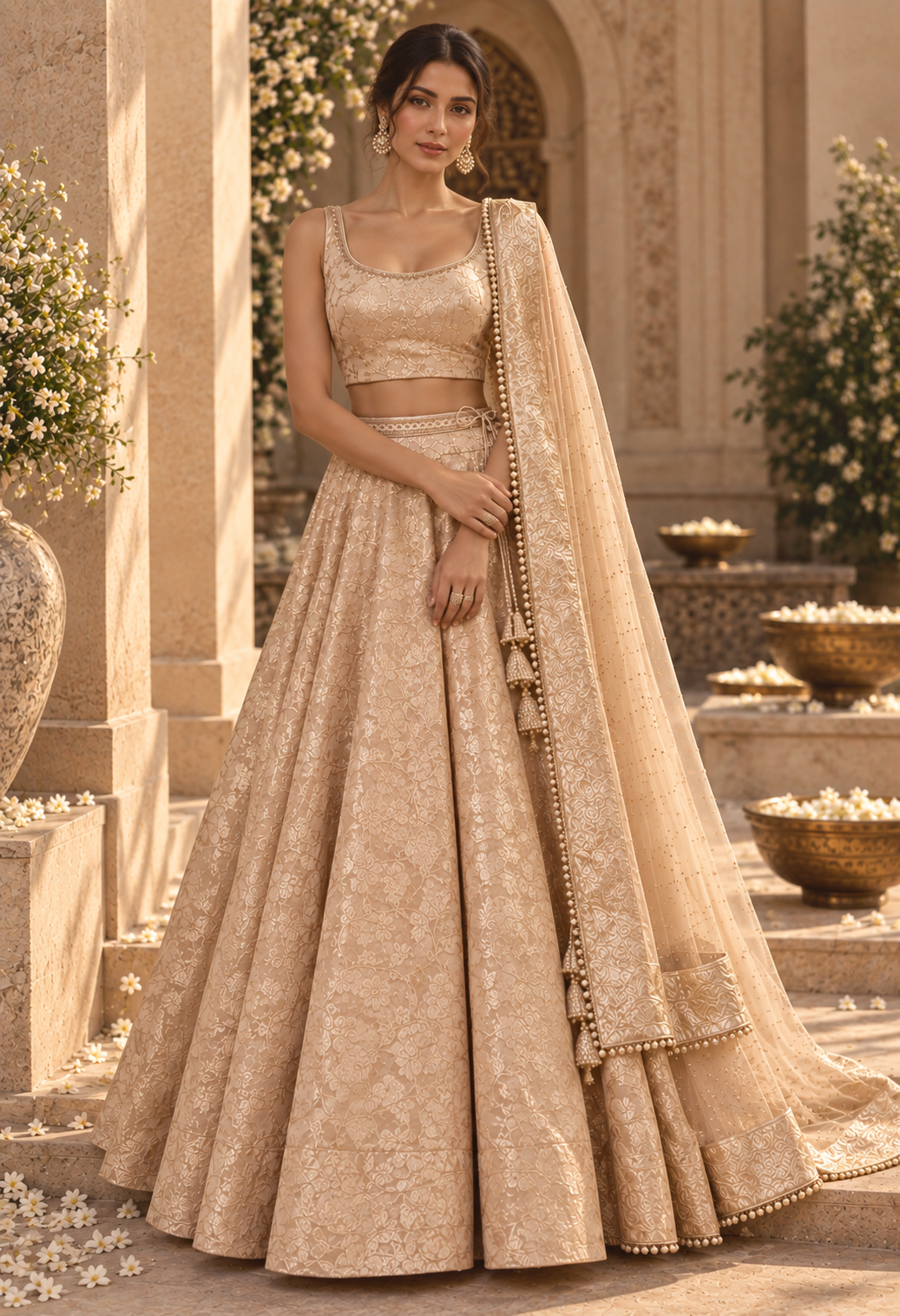 Peach Benarasi Brocade Lehenga