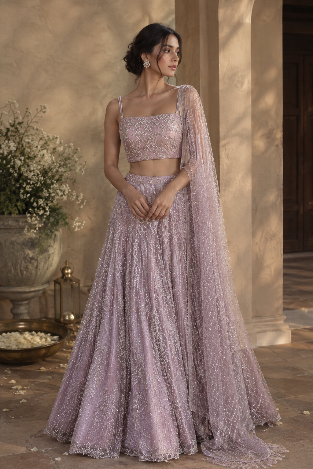 Pink Embroidered Lehenga