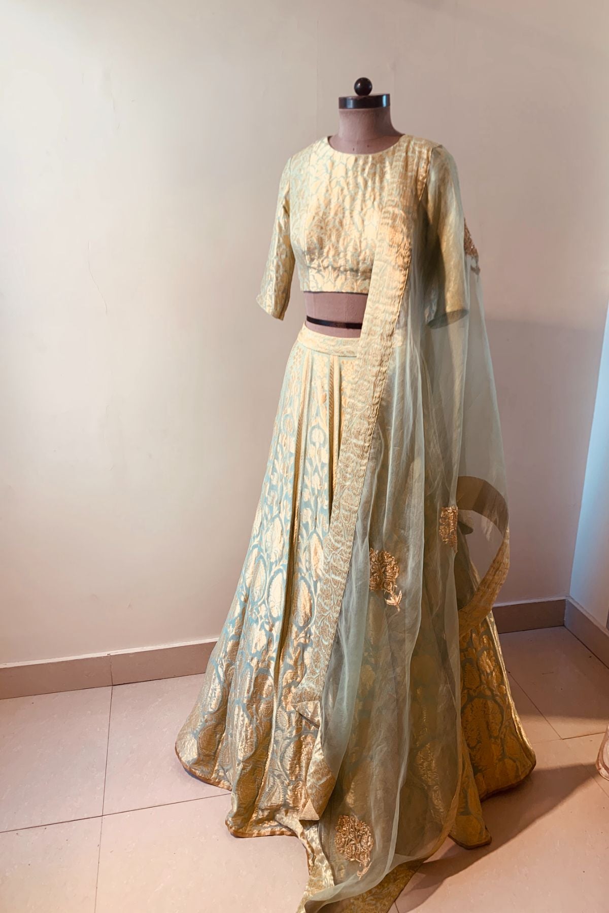 Aqua Benarasi Lehenga