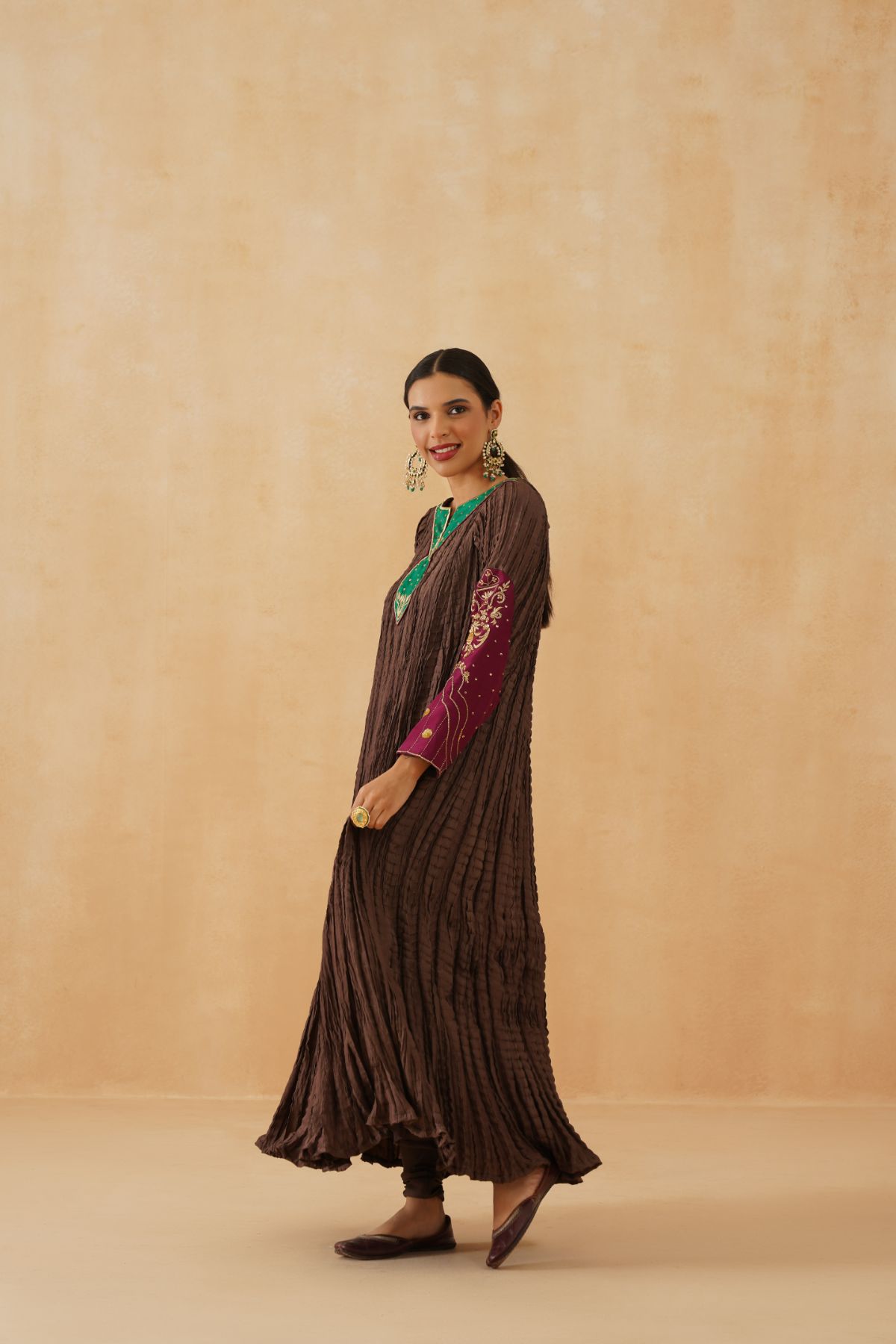 Brown Crinkled Kurta