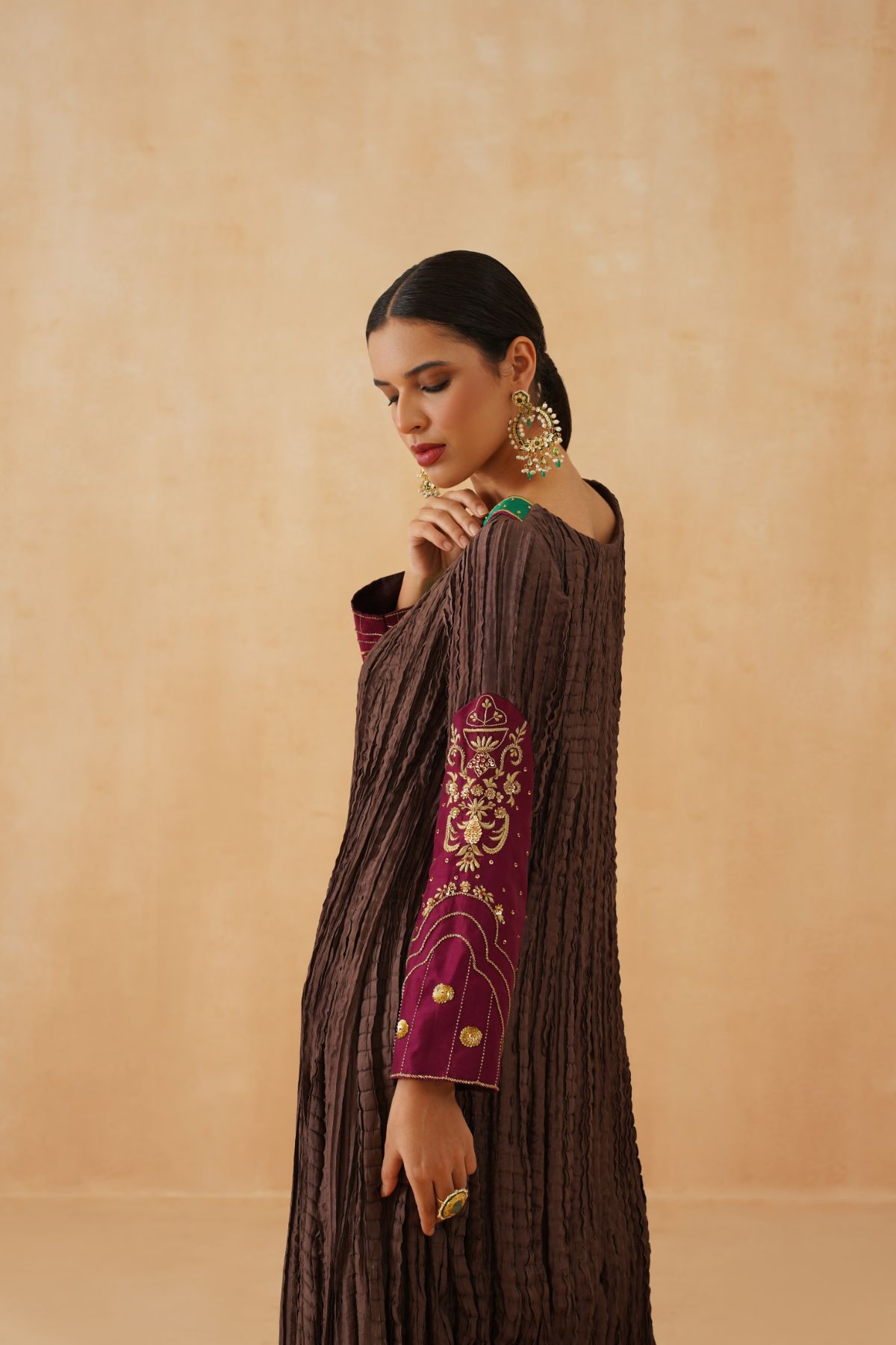 Brown Crinkled Kurta