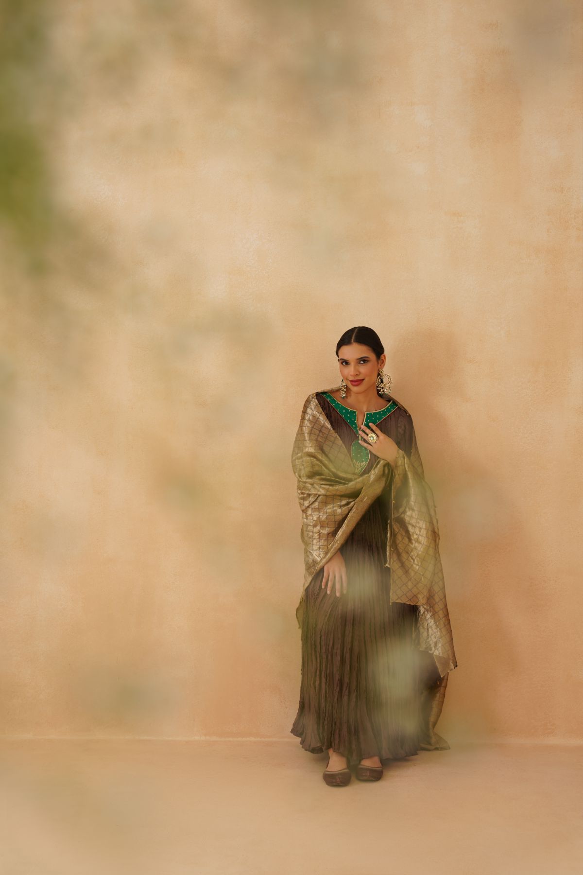 Brown Crinkled Kurta