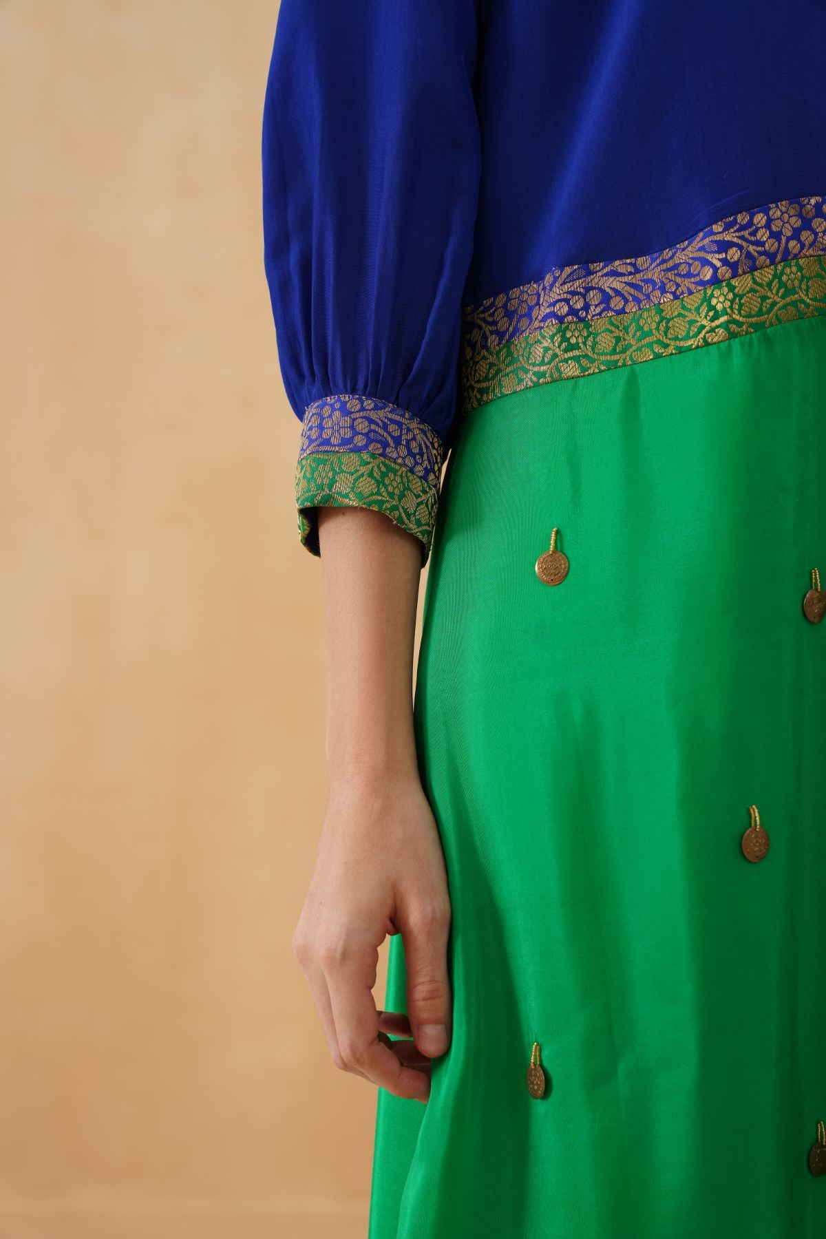 Blue Green Jacket Kurta Set