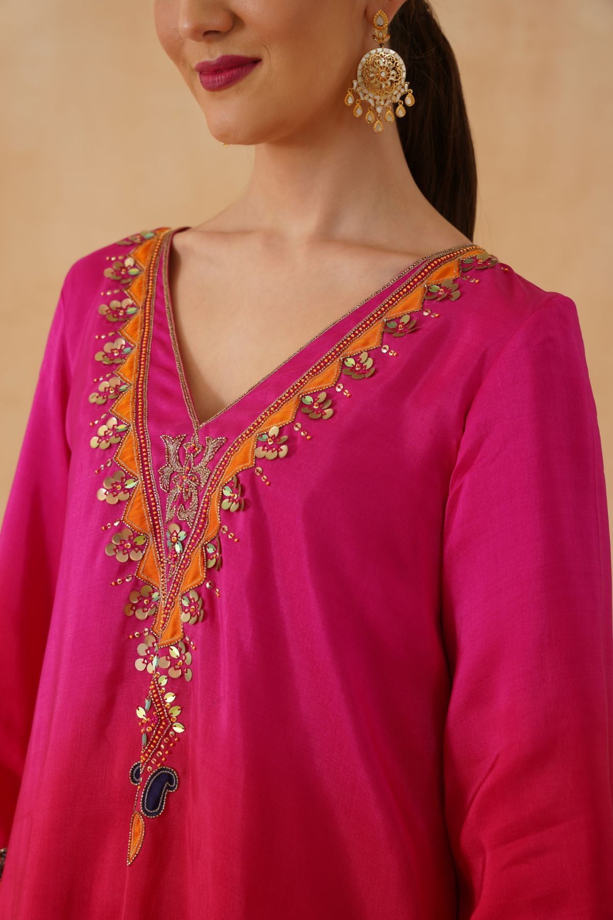 Pink Red  Ombre Kurta Set