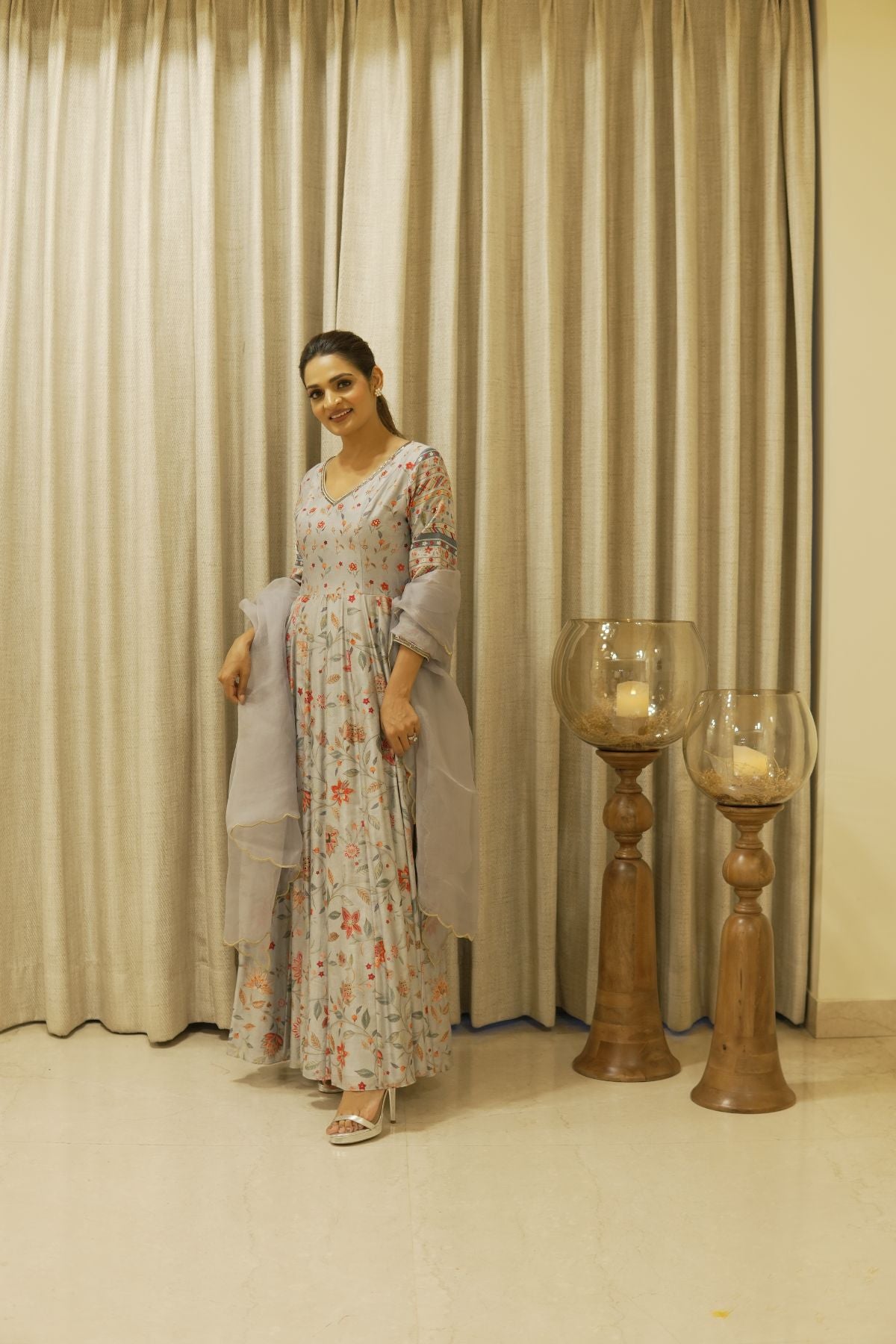 Printed Chanderi Anarkali