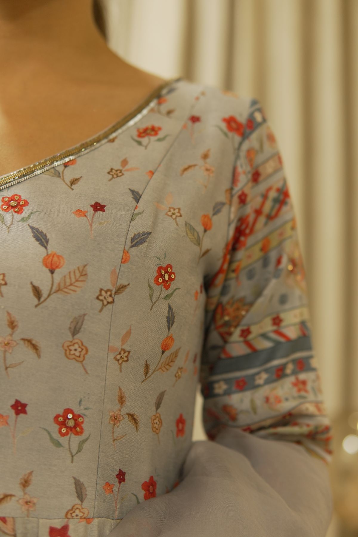 Printed Chanderi Anarkali