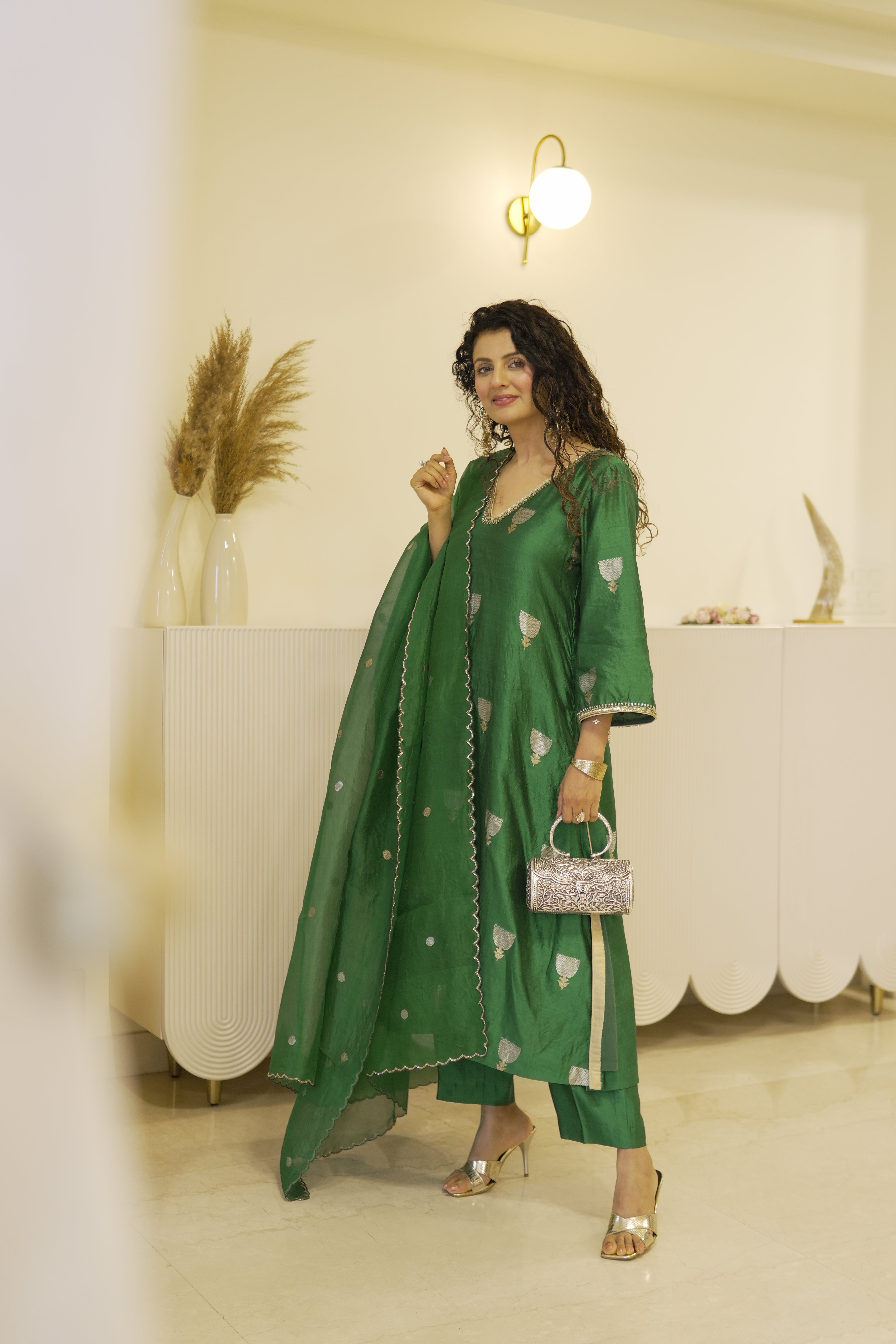 Emerald Green Brocade Suit