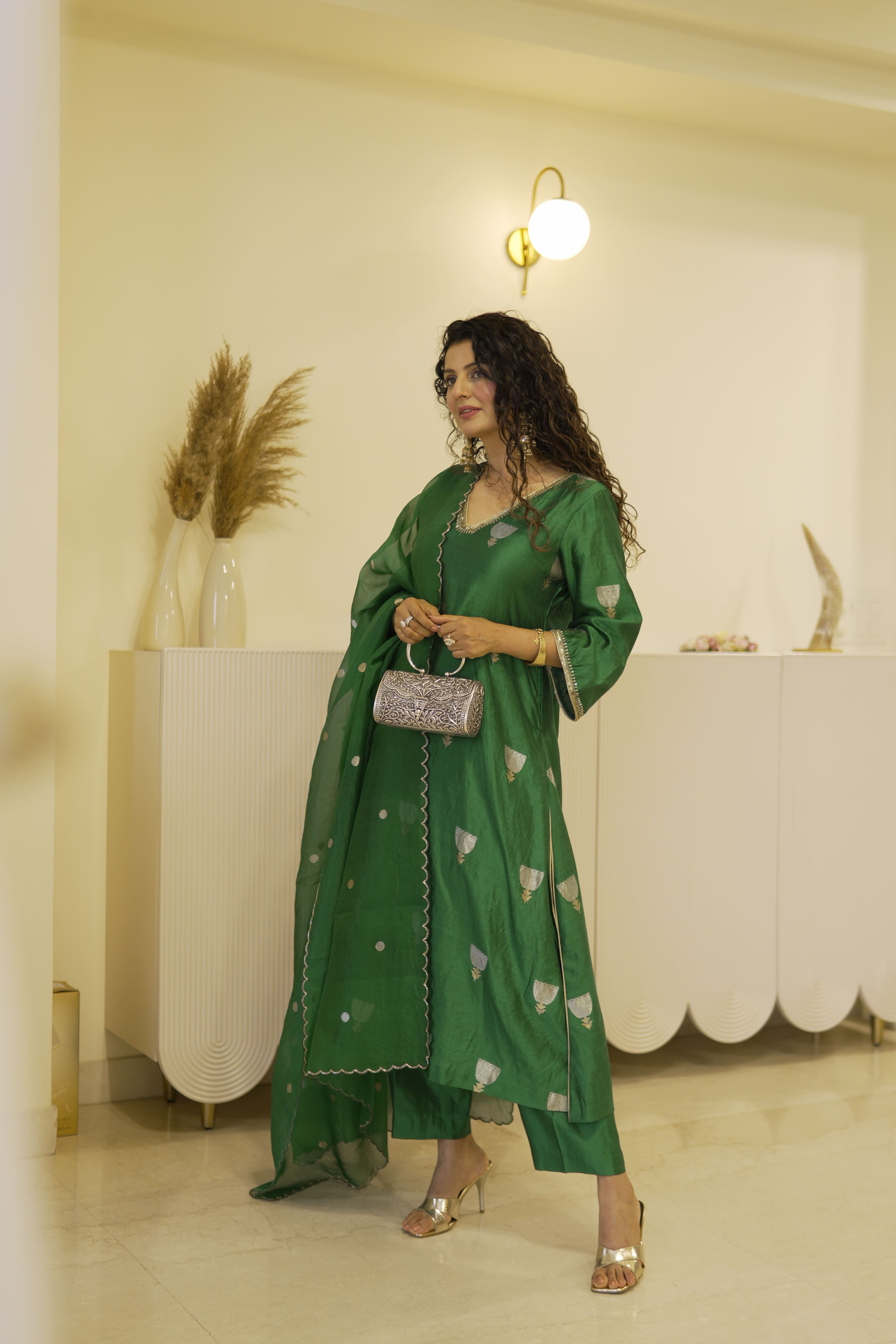 Emerald Green Brocade Suit