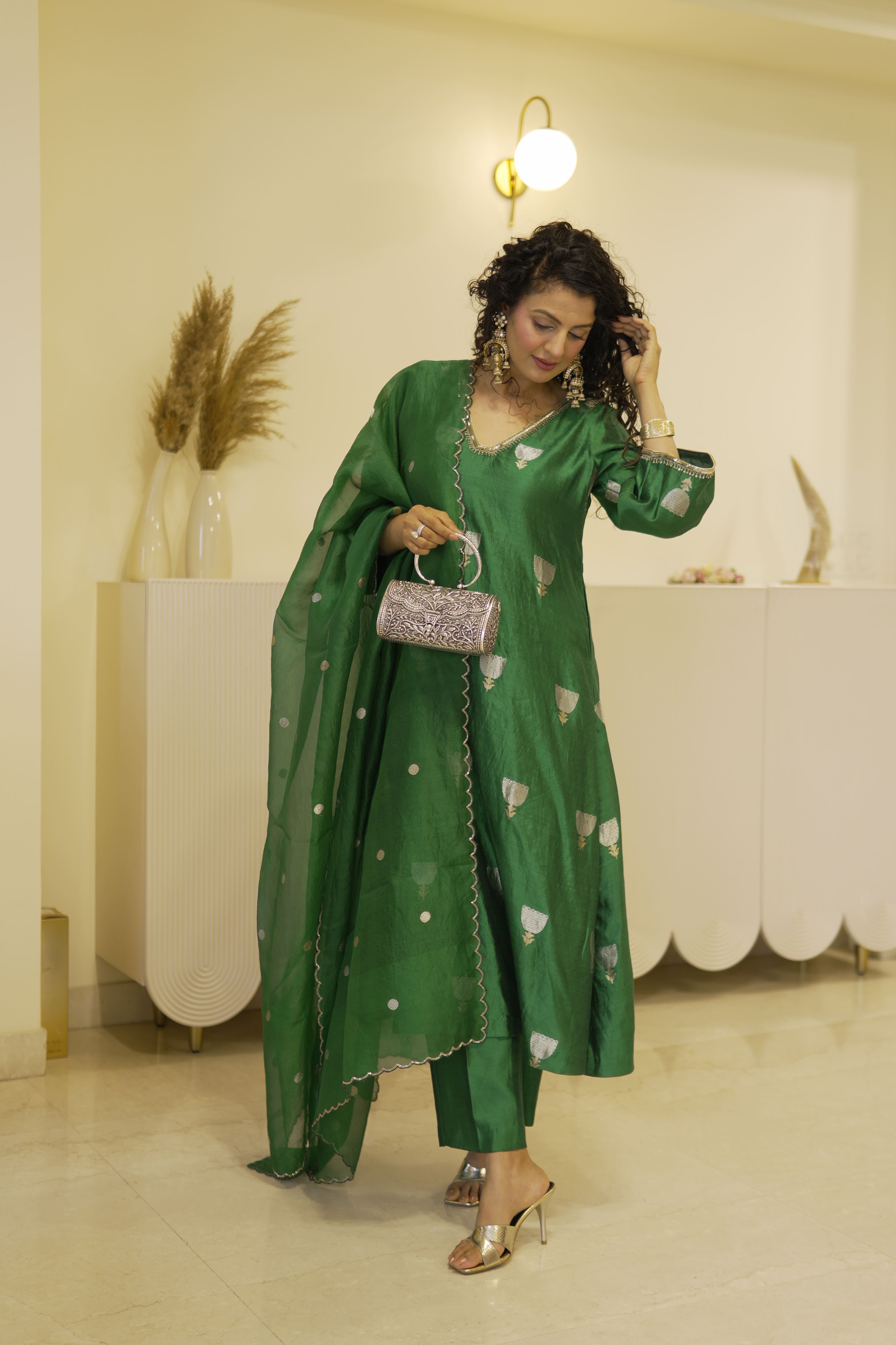 Emerald Green Brocade Suit