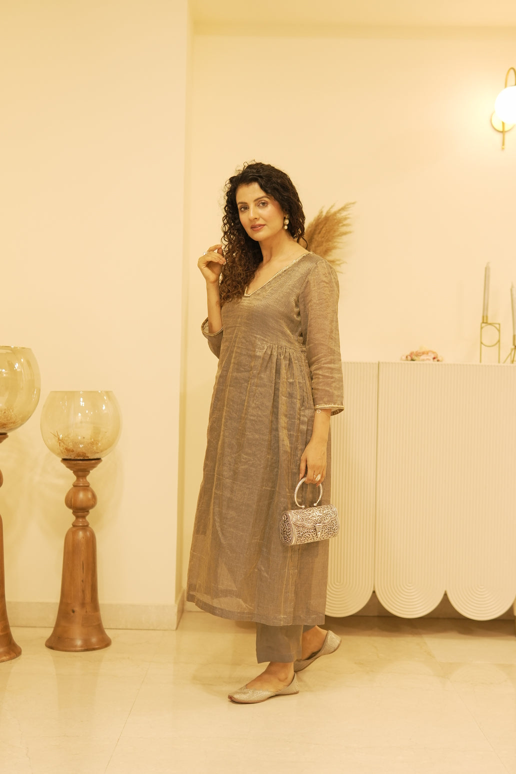 Munga silk tissue choga set