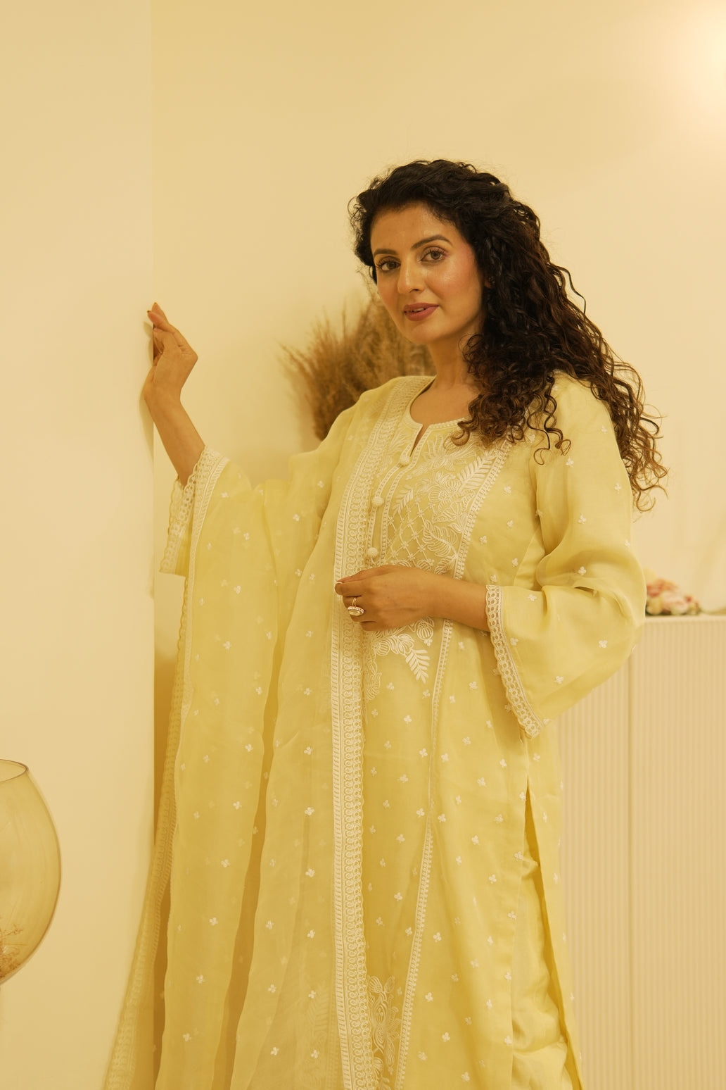 Lemon Organza Suit
