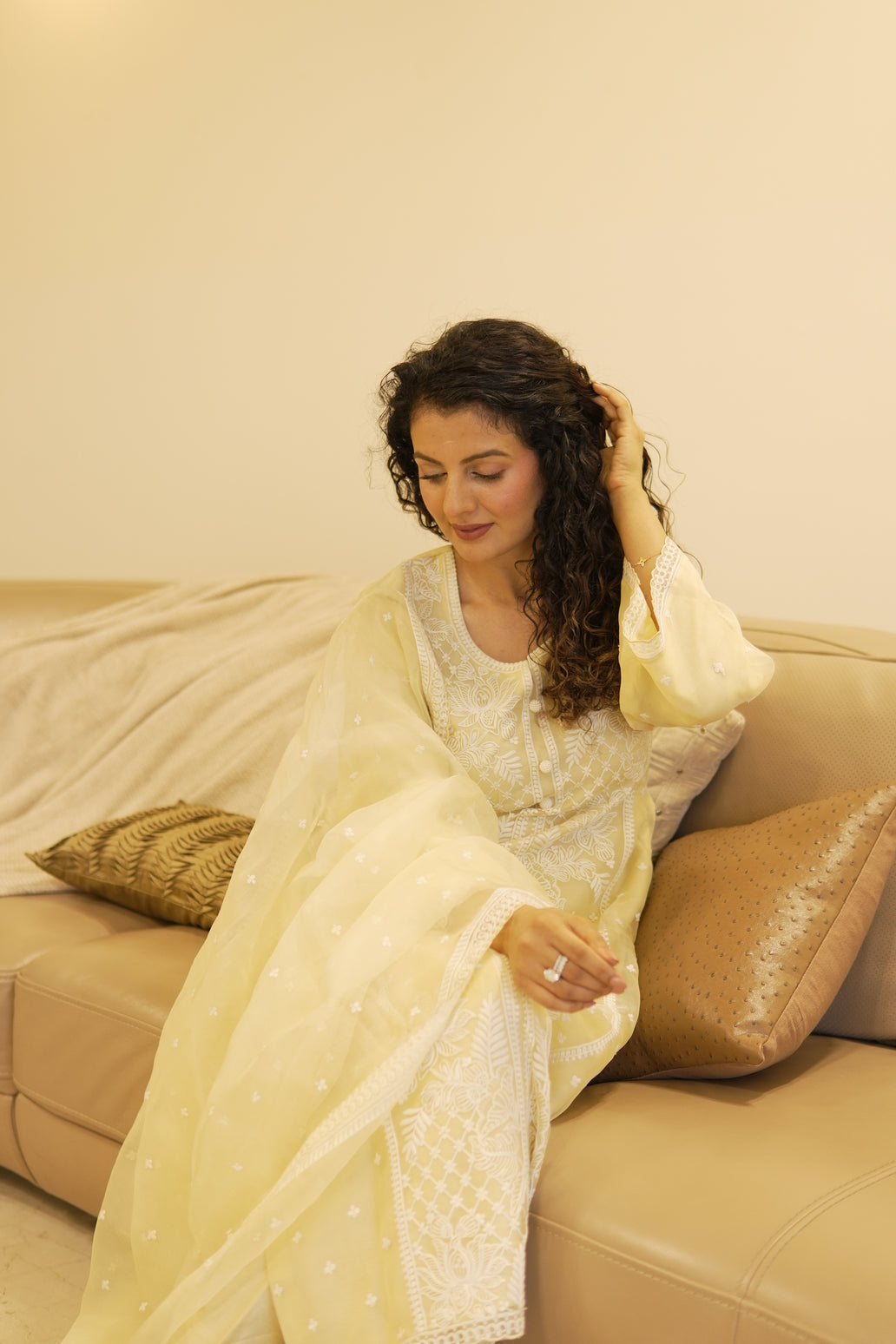 Lemon Organza Suit