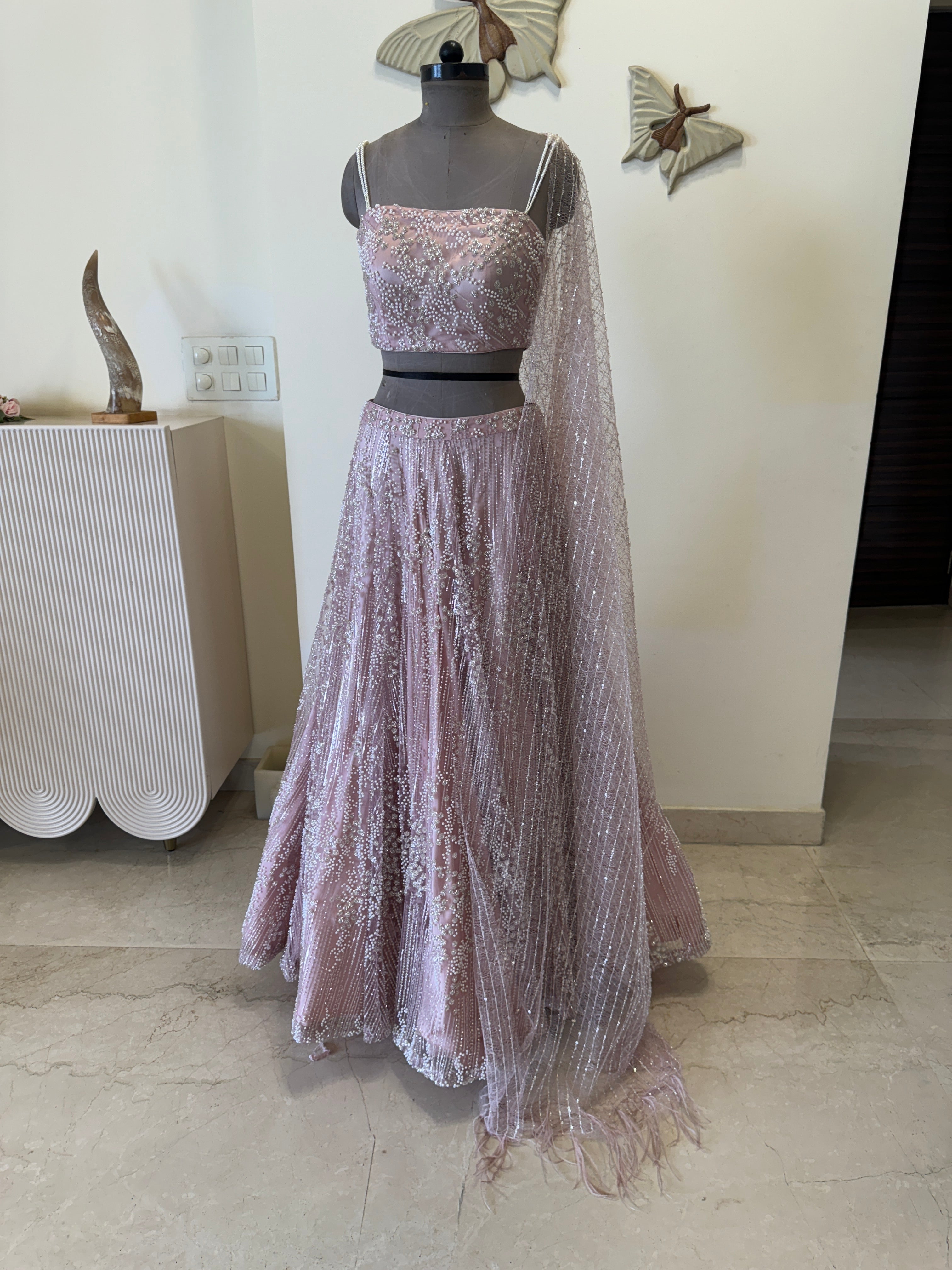 Pink Embroidered Lehenga