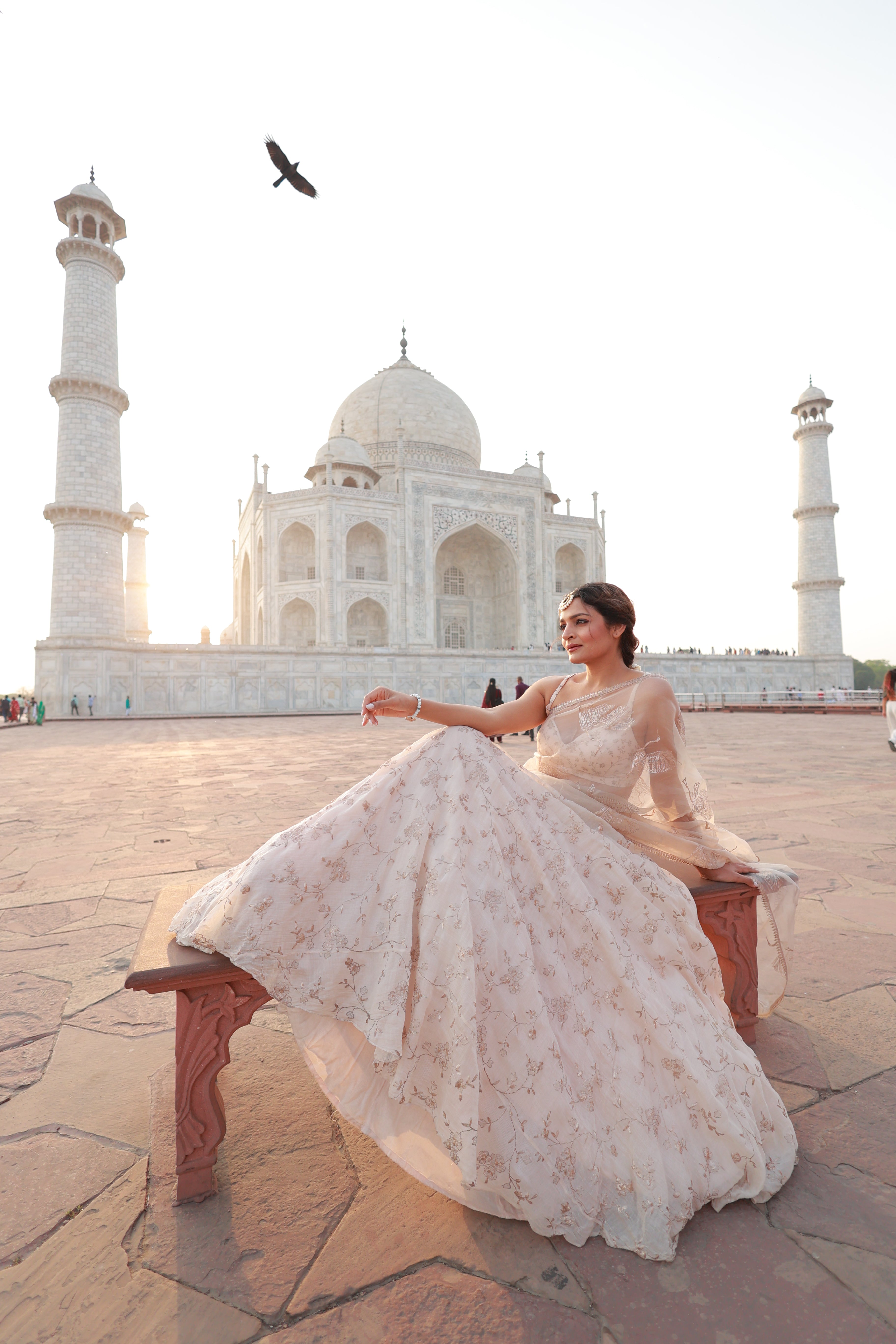 Silk chanderi lehenga with dori embroidery