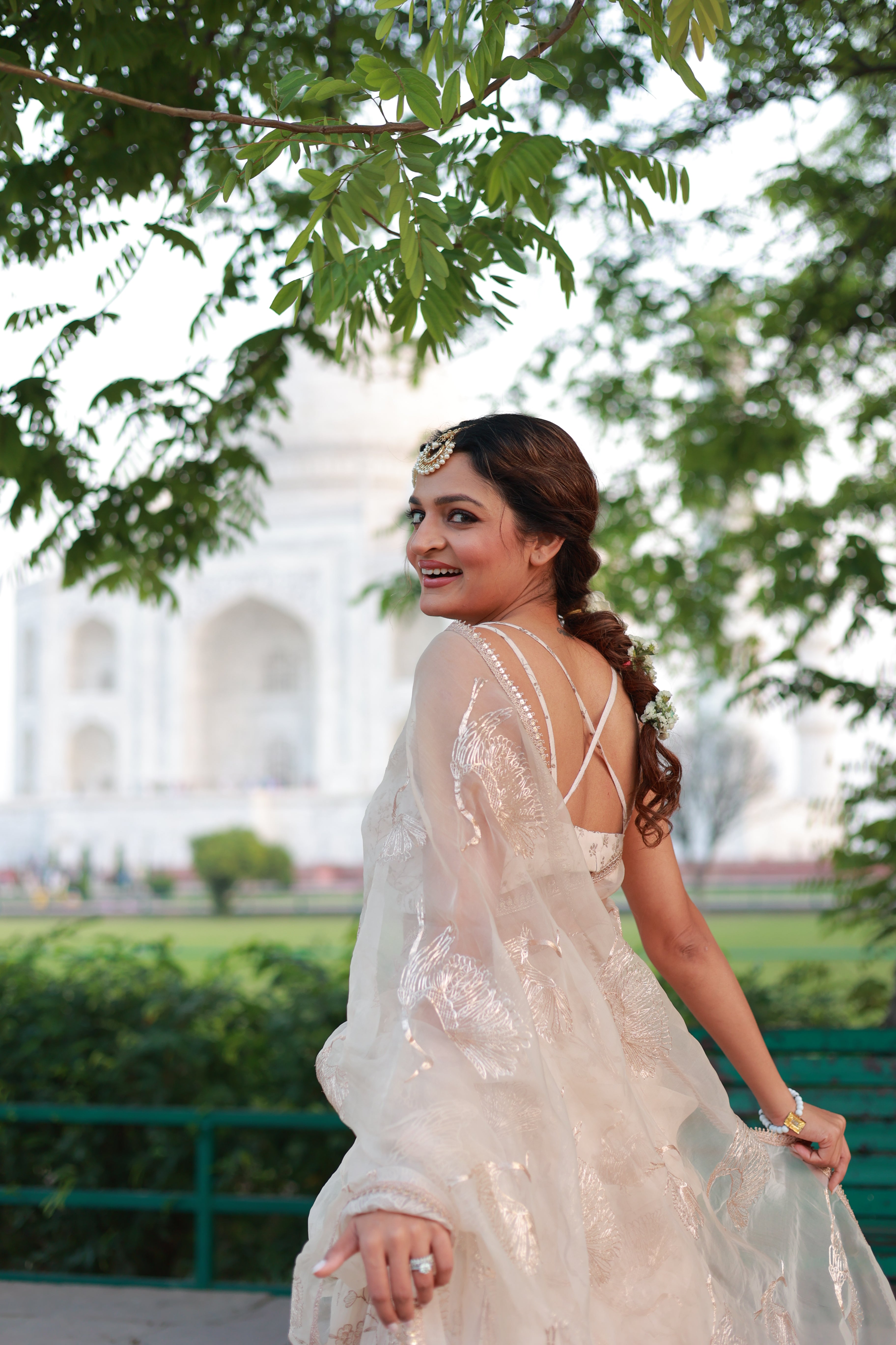 Silk chanderi lehenga with dori embroidery