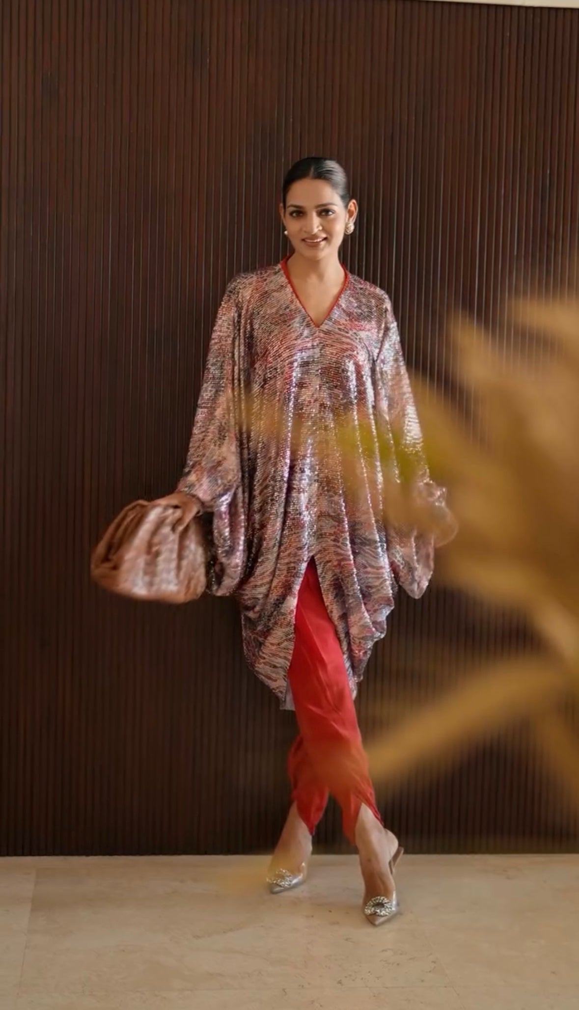 Red Sequinned Cape suit