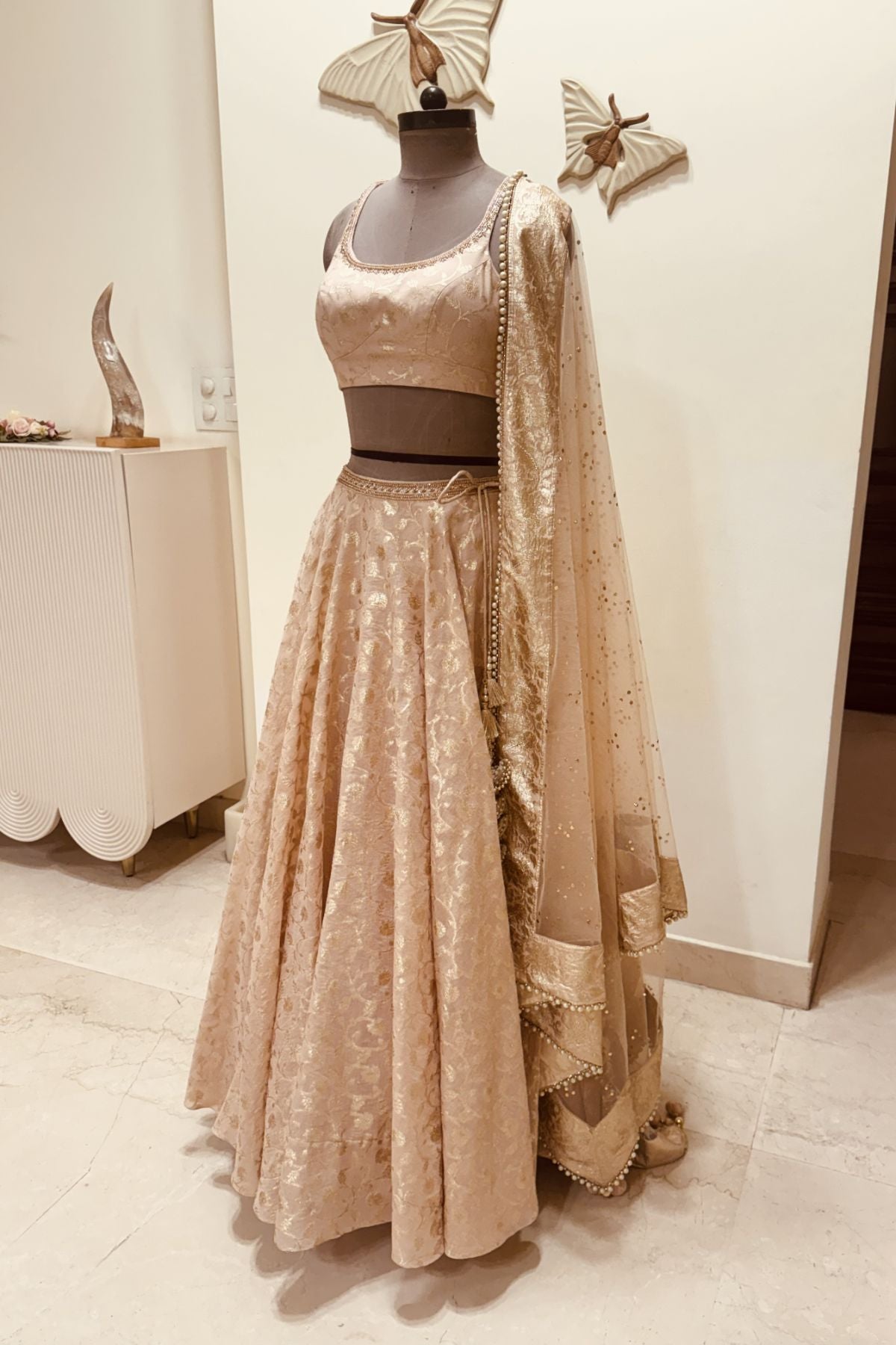 Peach Benarasi Brocade Lehenga