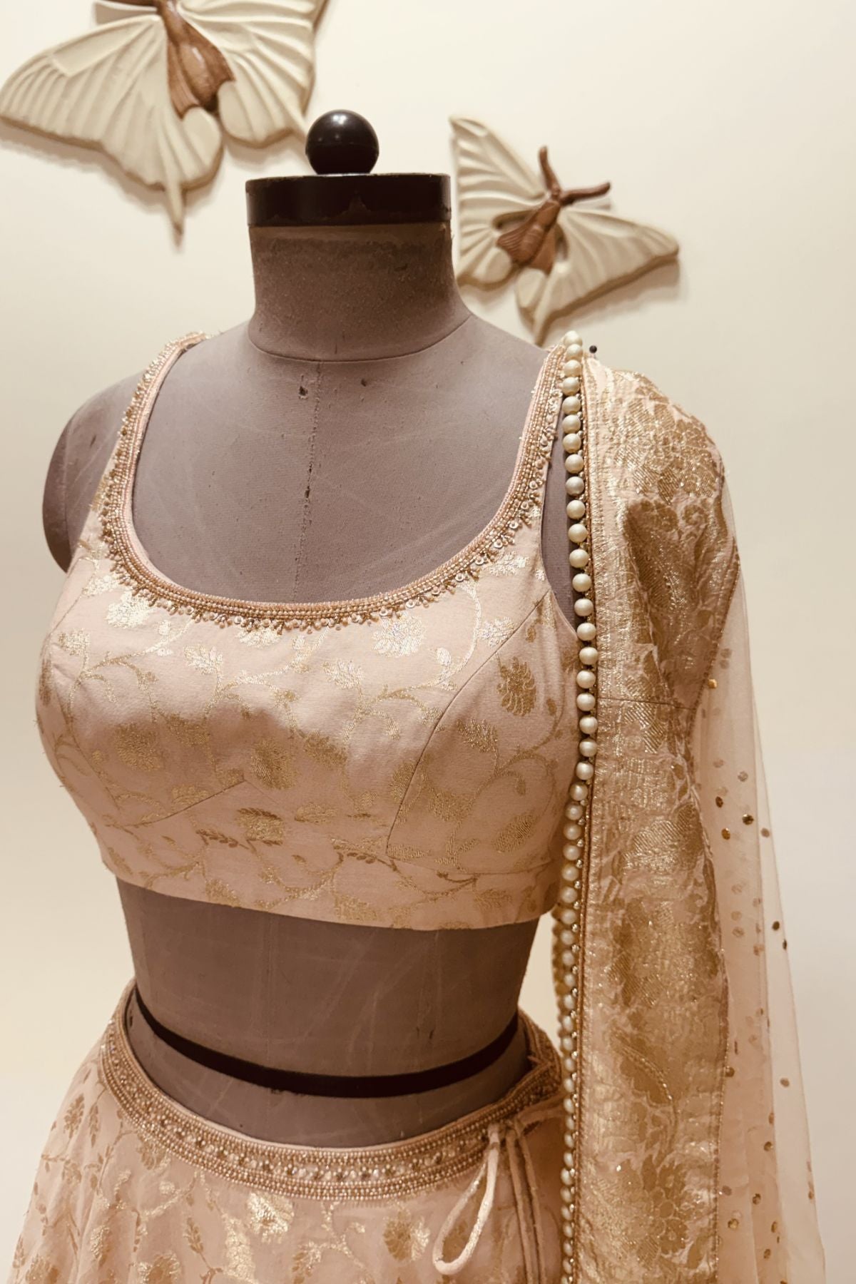 Peach Benarasi Brocade Lehenga