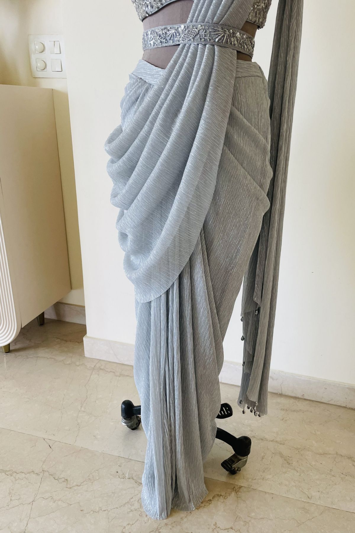 Silver Draped Saree