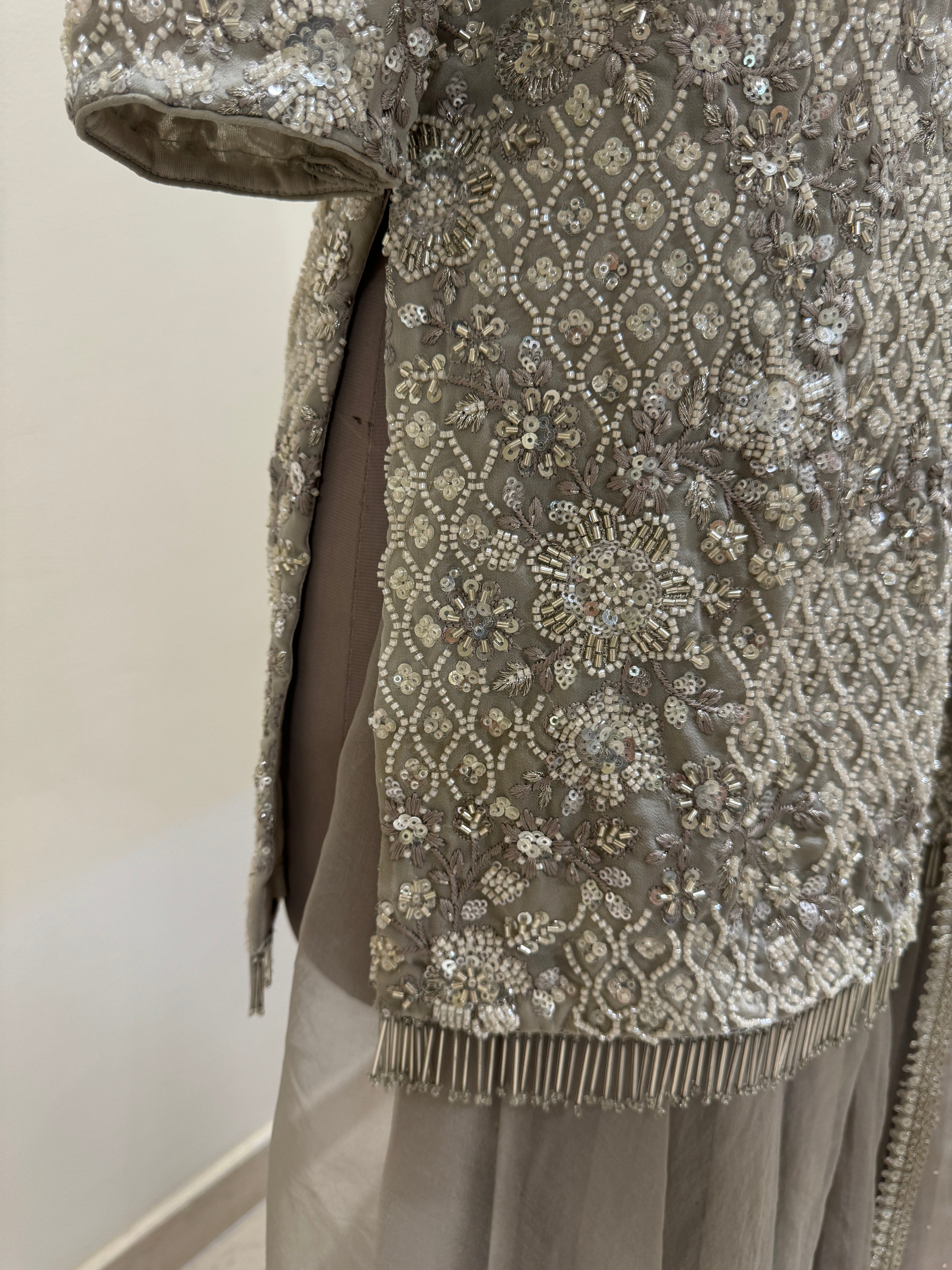 Grey Embroidered Sharara