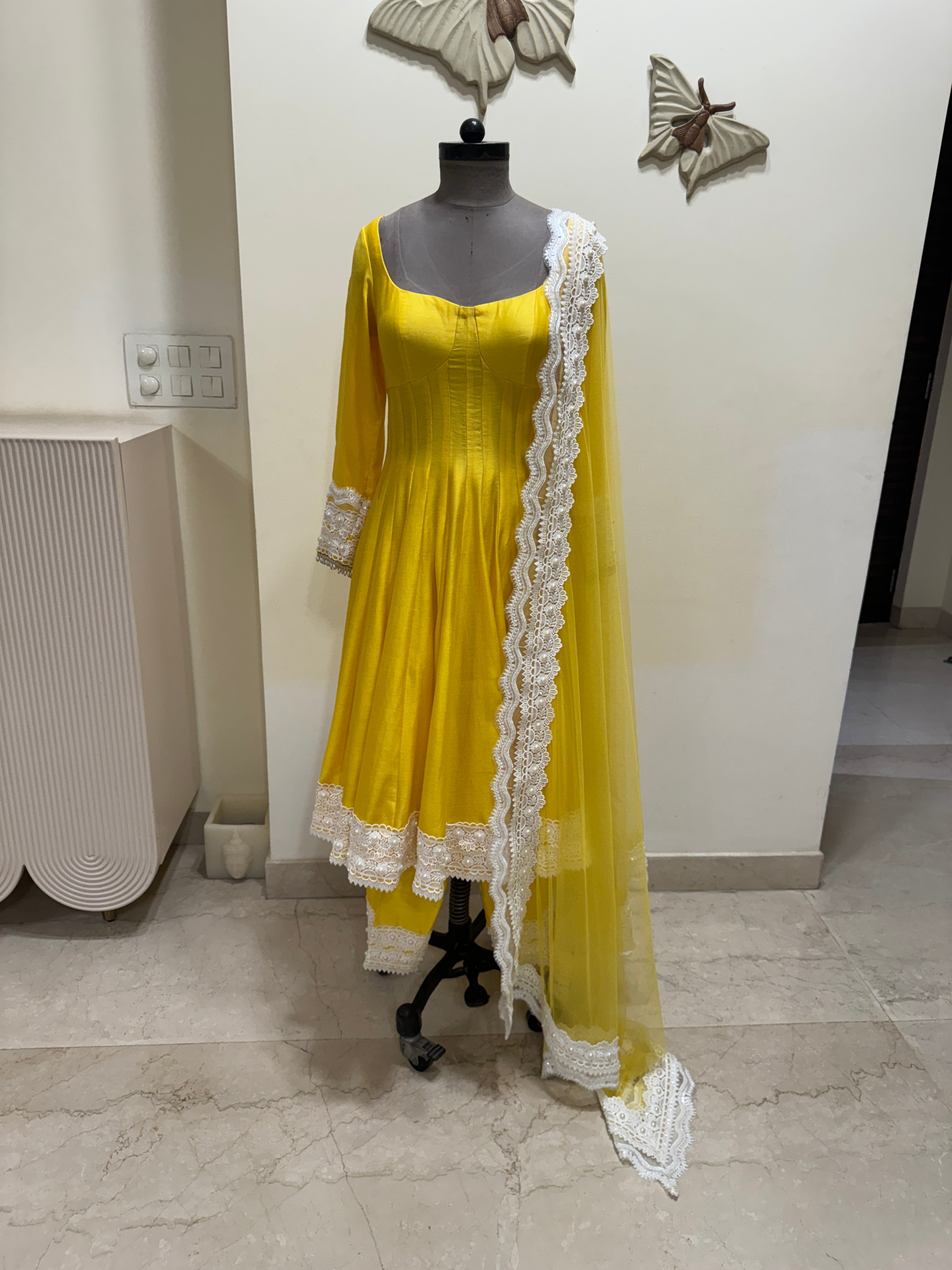 Yellow Corset Anarkali
