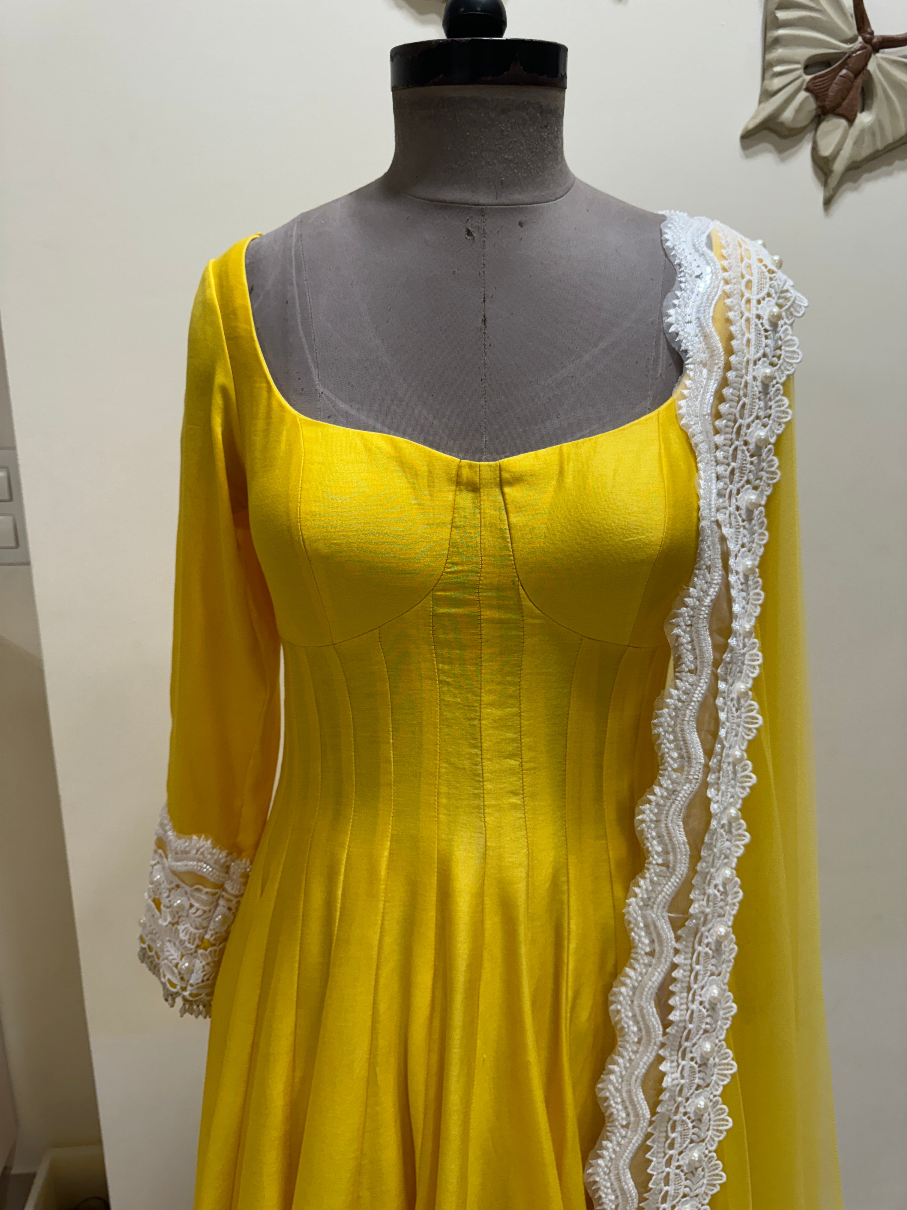 Yellow Corset Anarkali