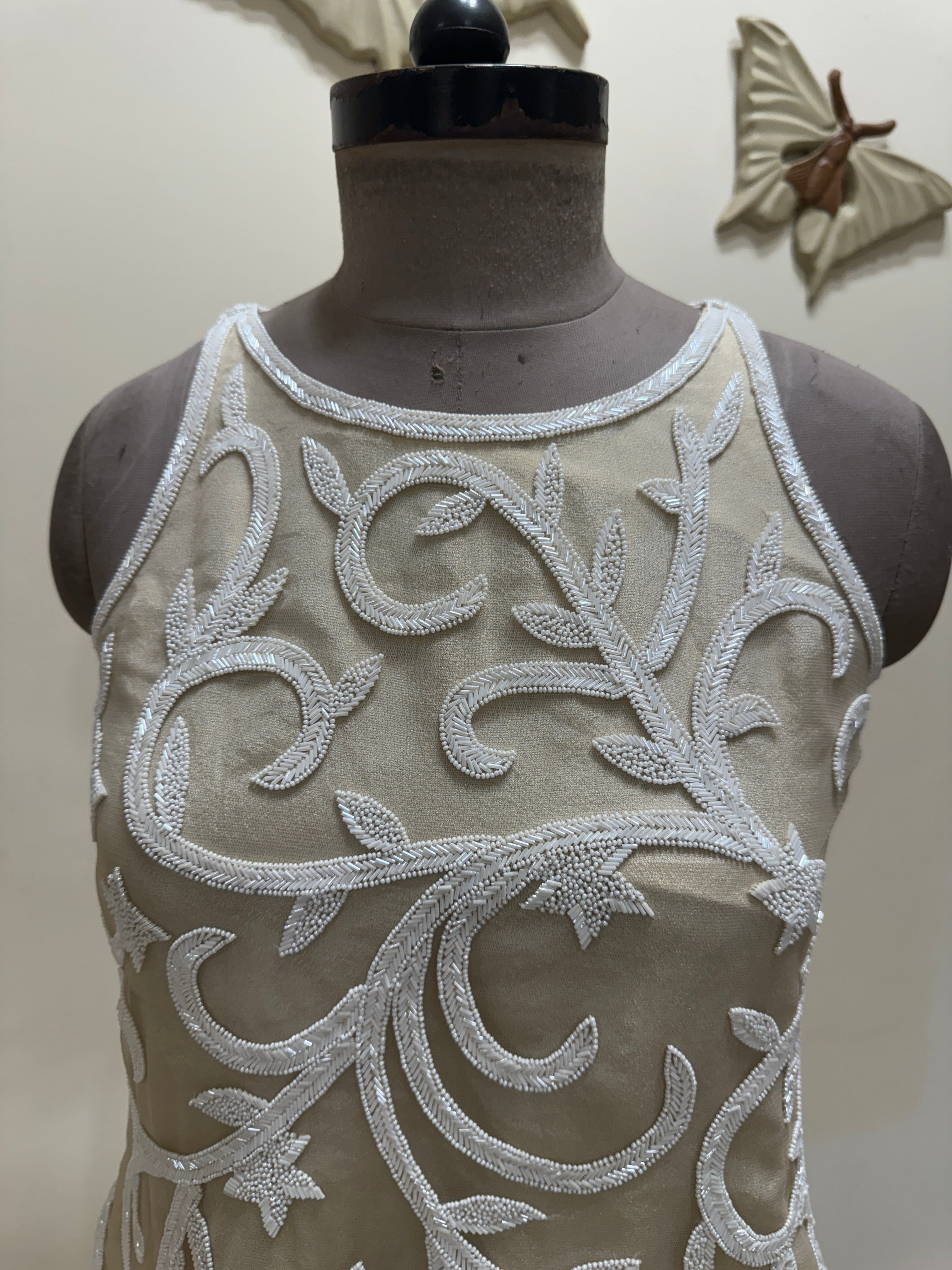 Beige embroidered co ord set