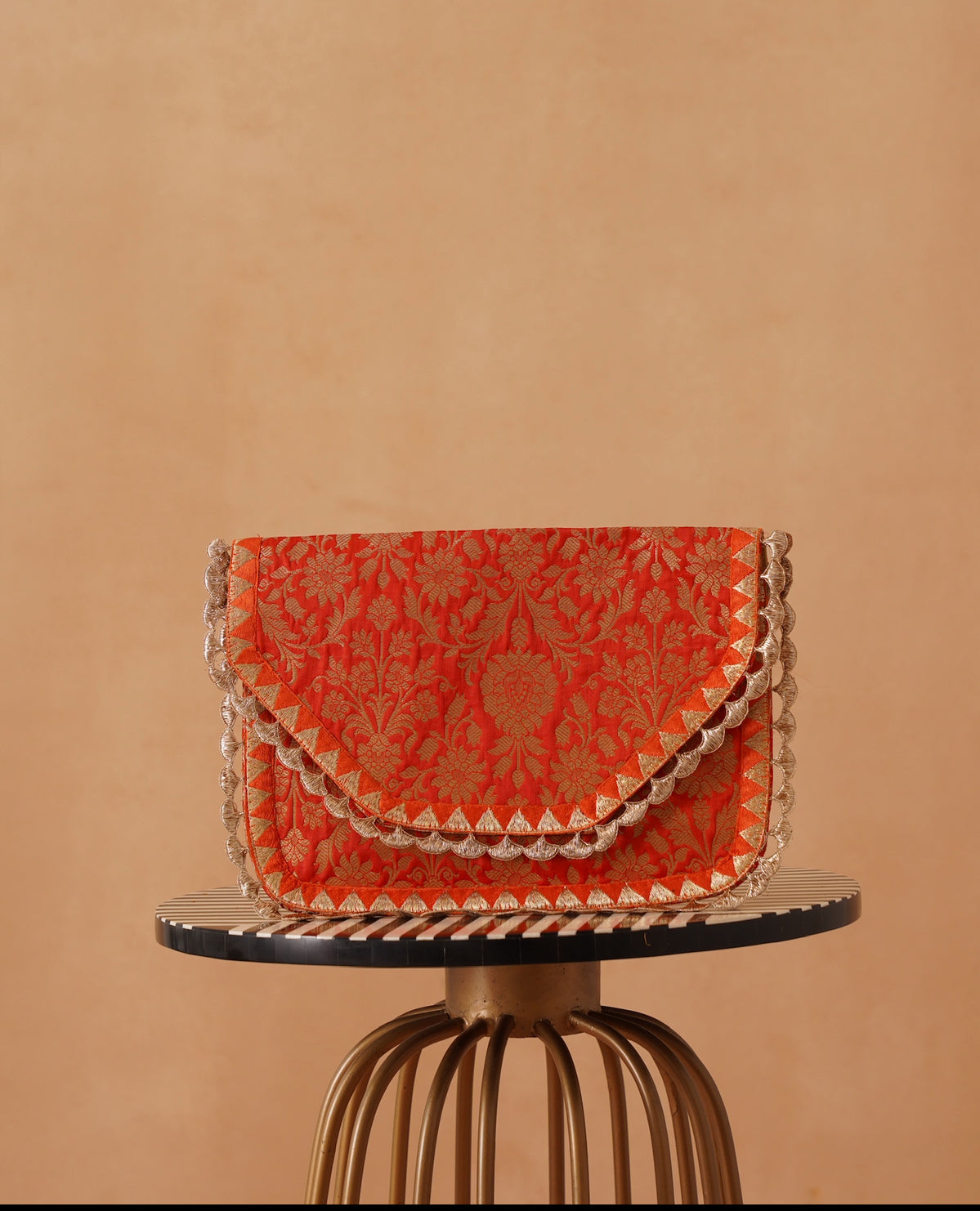 Orange brocade bag