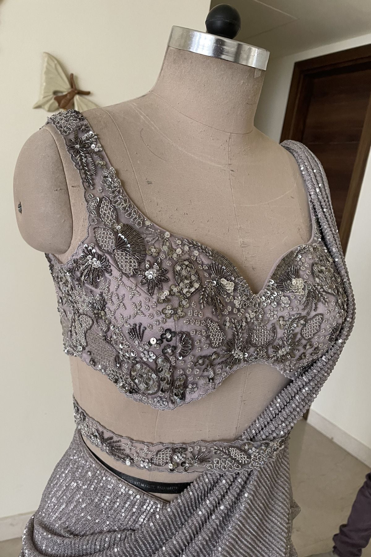 Chrome Silver Draped Saree