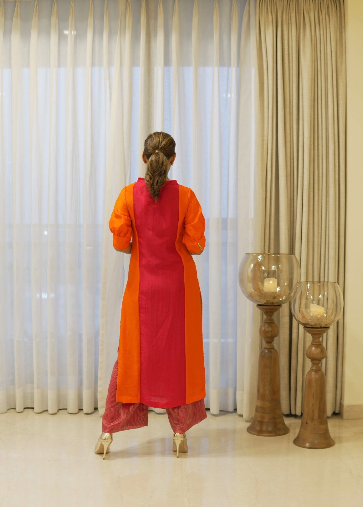 Pink Orange Kurta Set