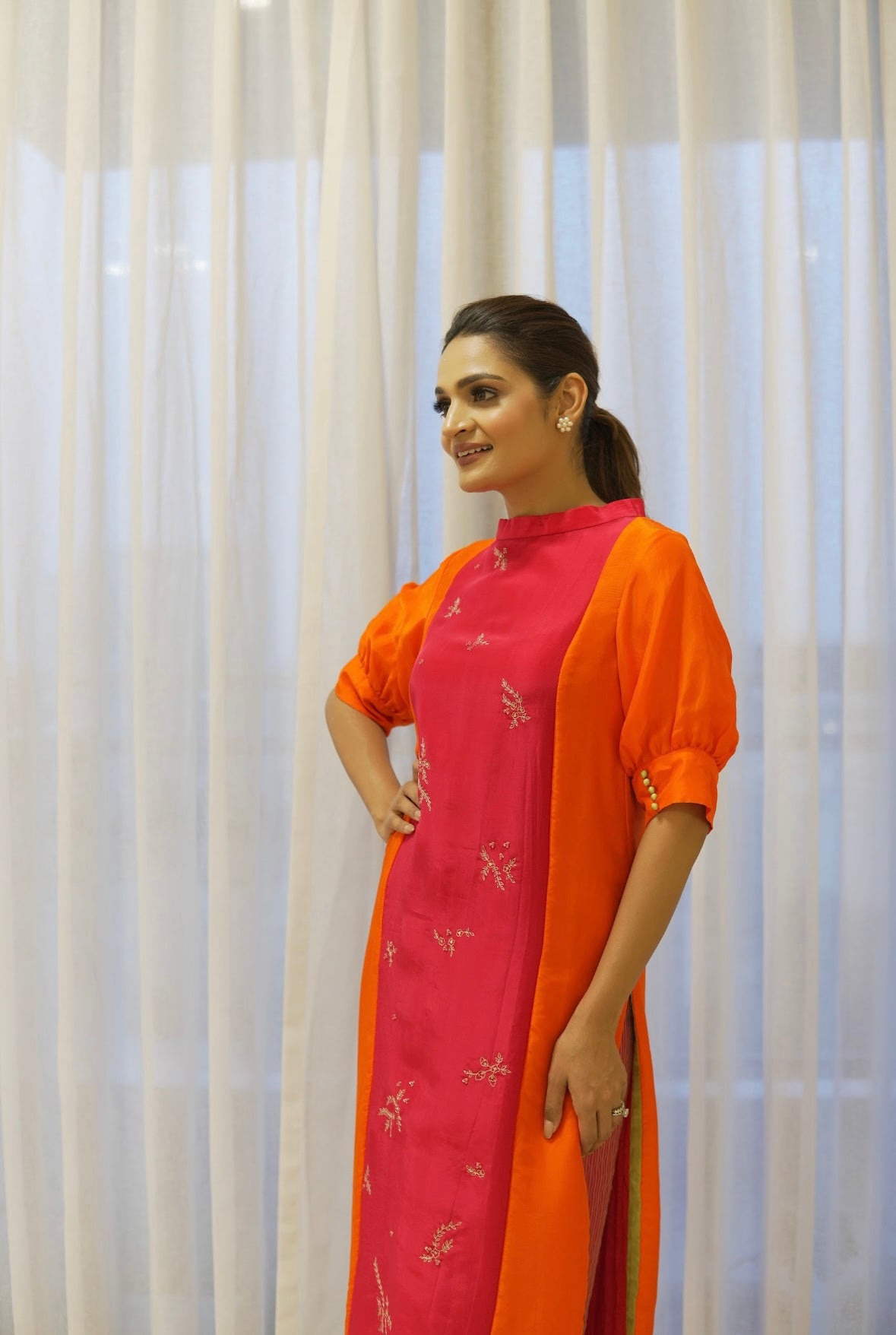 Pink Orange Kurta Set