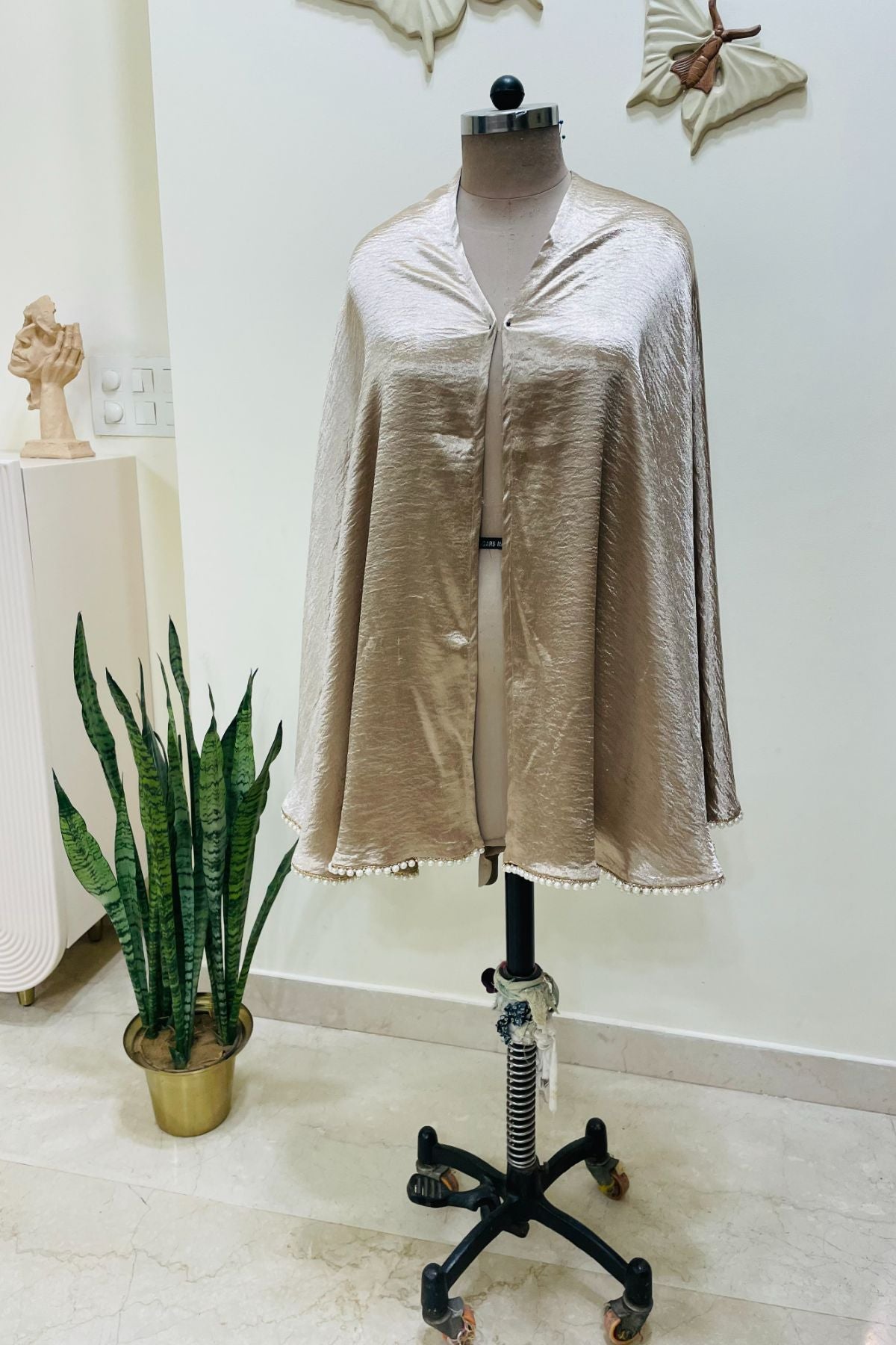 Gold Satin D-cut Stole