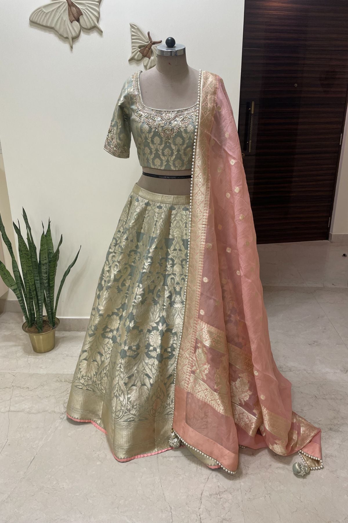 Organza Brocade Lehenga