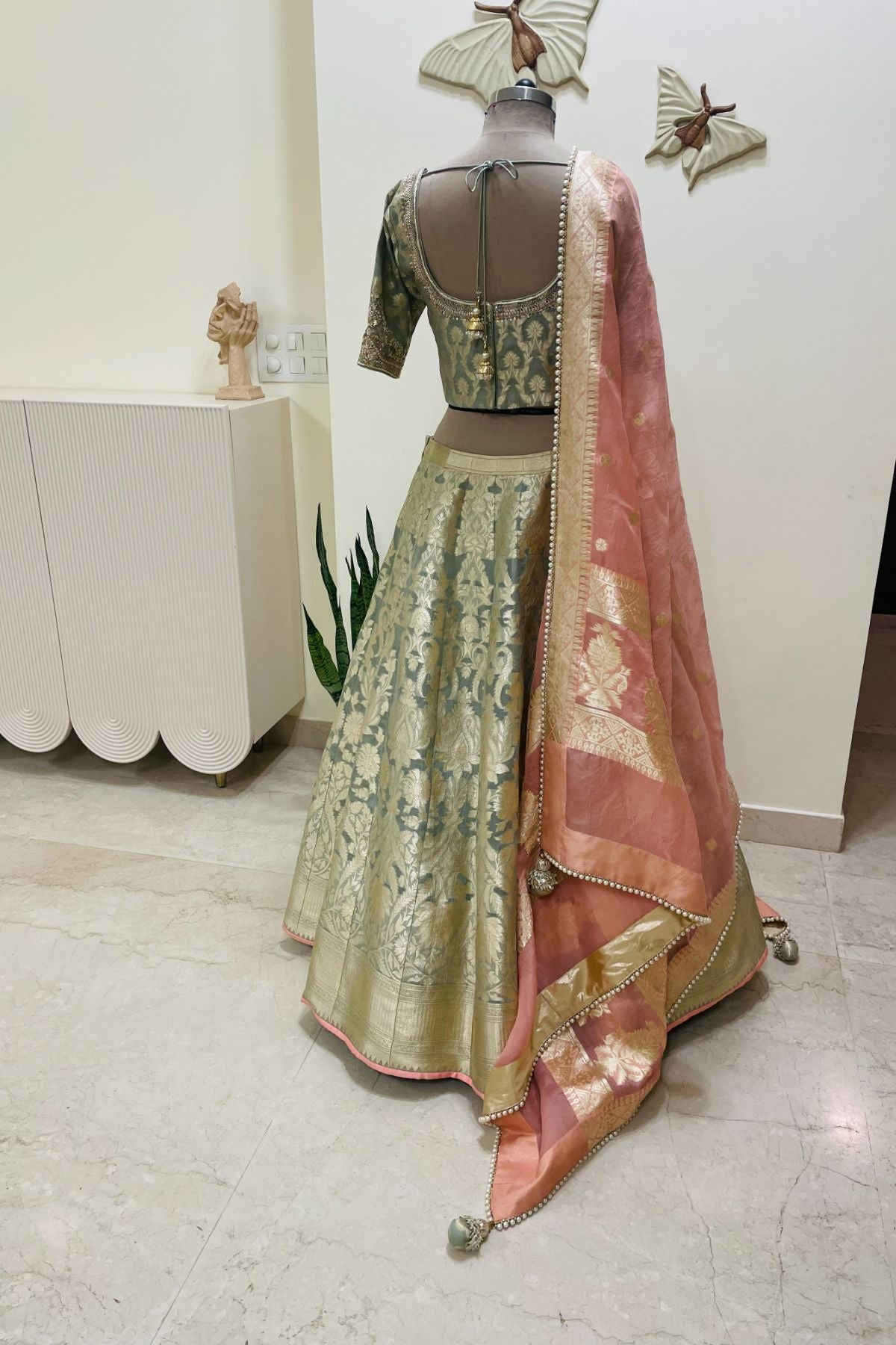Organza Brocade Lehenga