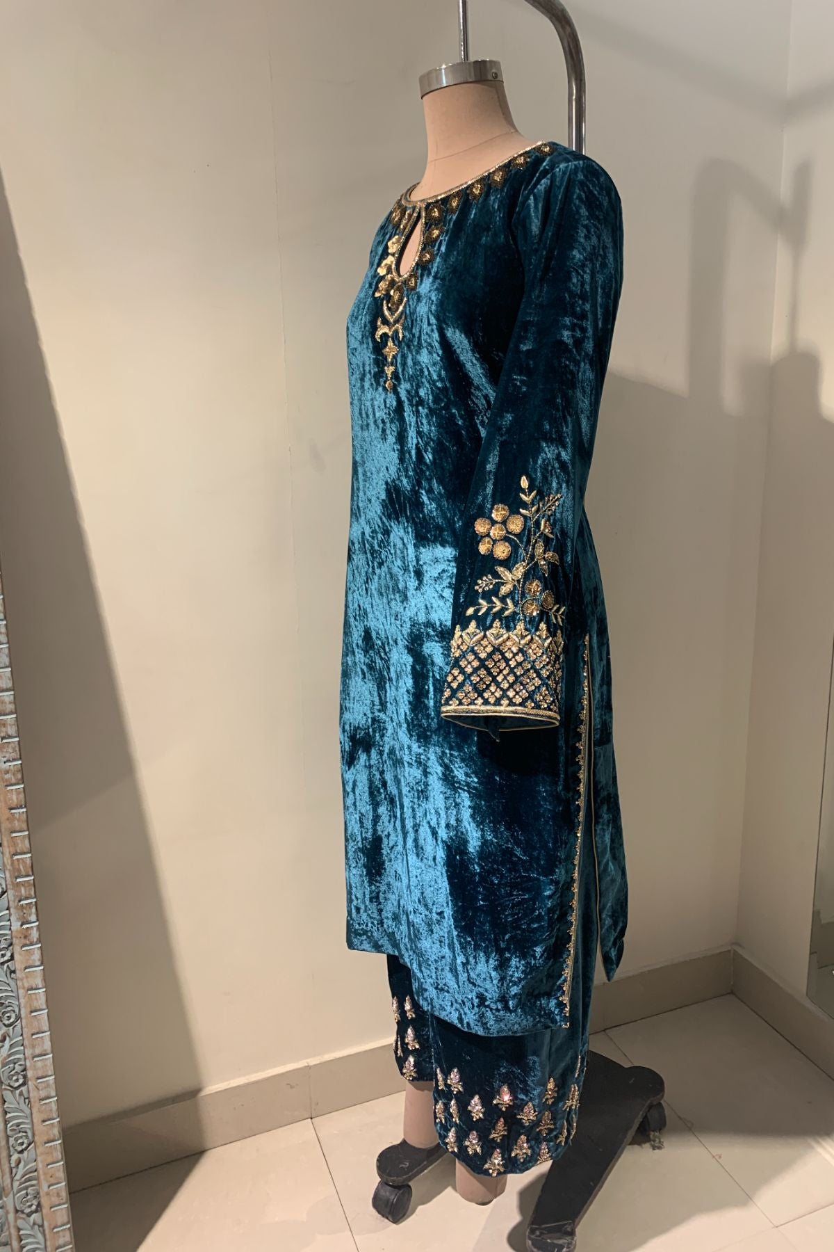 Hand Embroidered Velvet Suit
