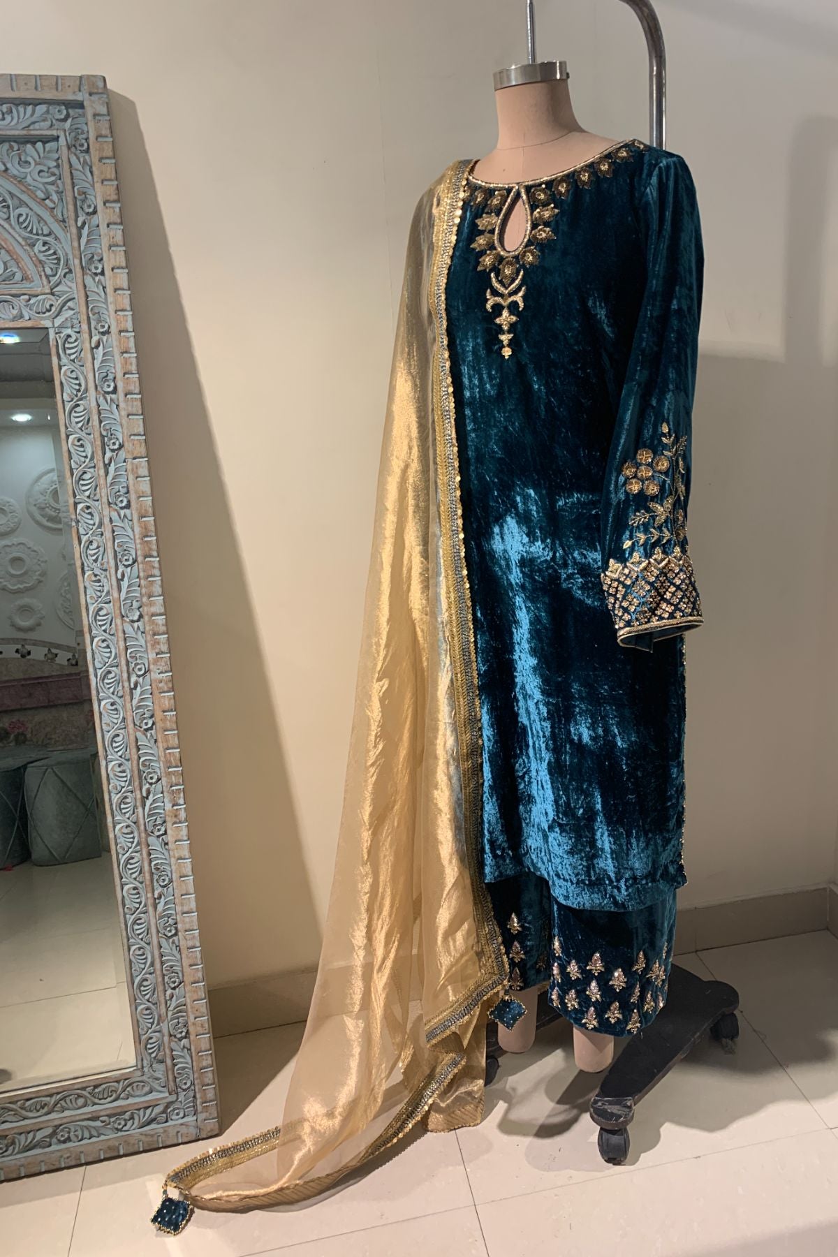 Hand Embroidered Velvet Suit