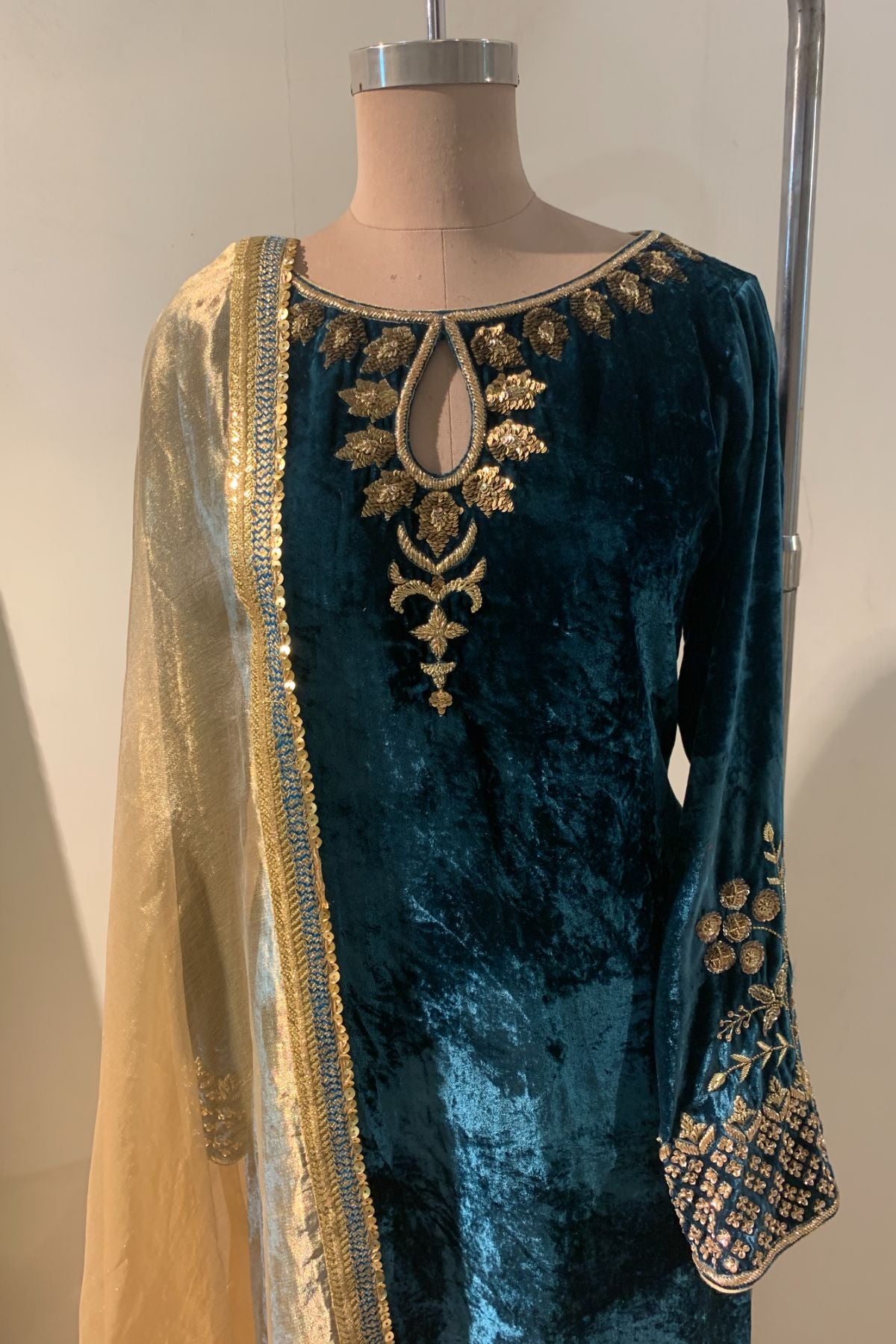 Hand Embroidered Velvet Suit