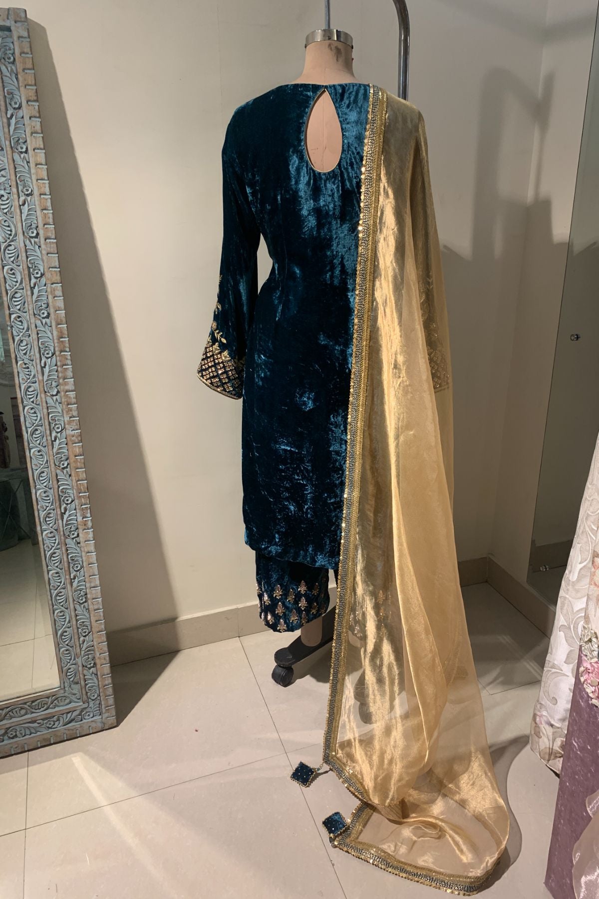 Hand Embroidered Velvet Suit