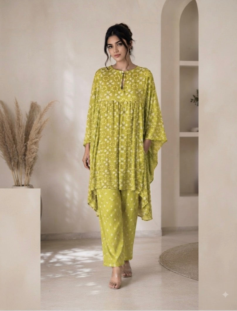 Printed kaftan kurta co ord set