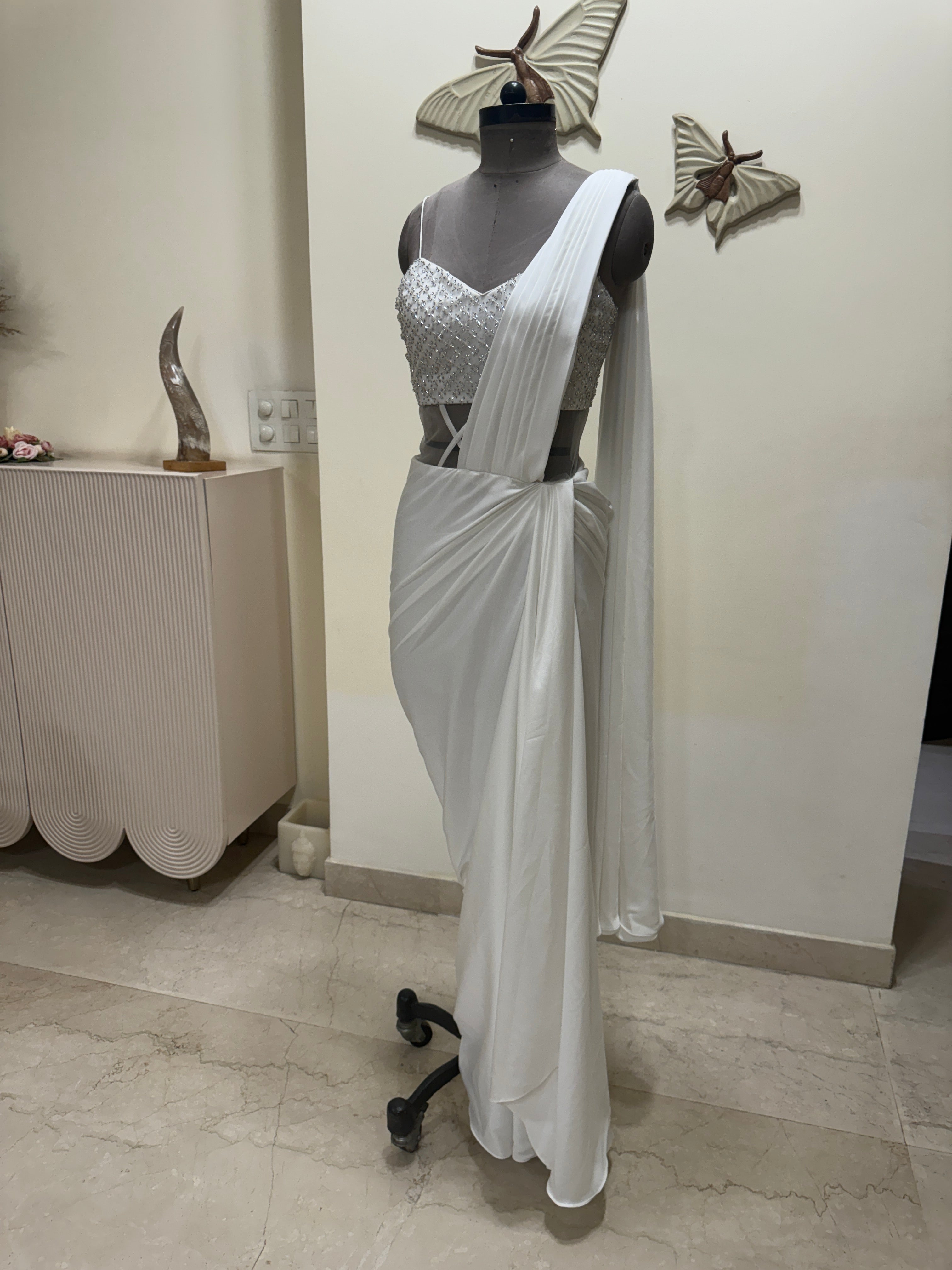 Ivory one piece drape with corset