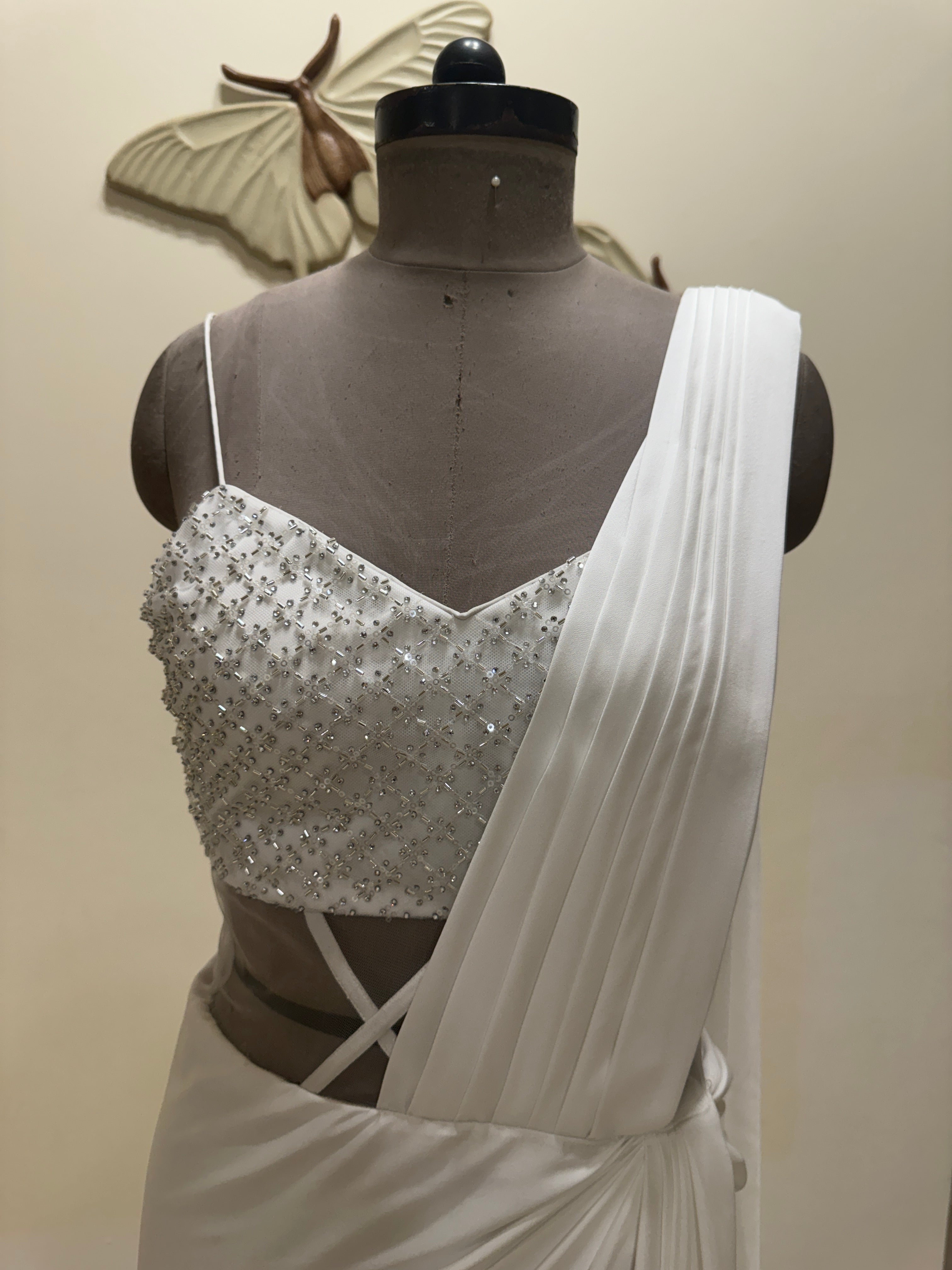 Ivory one piece drape with corset
