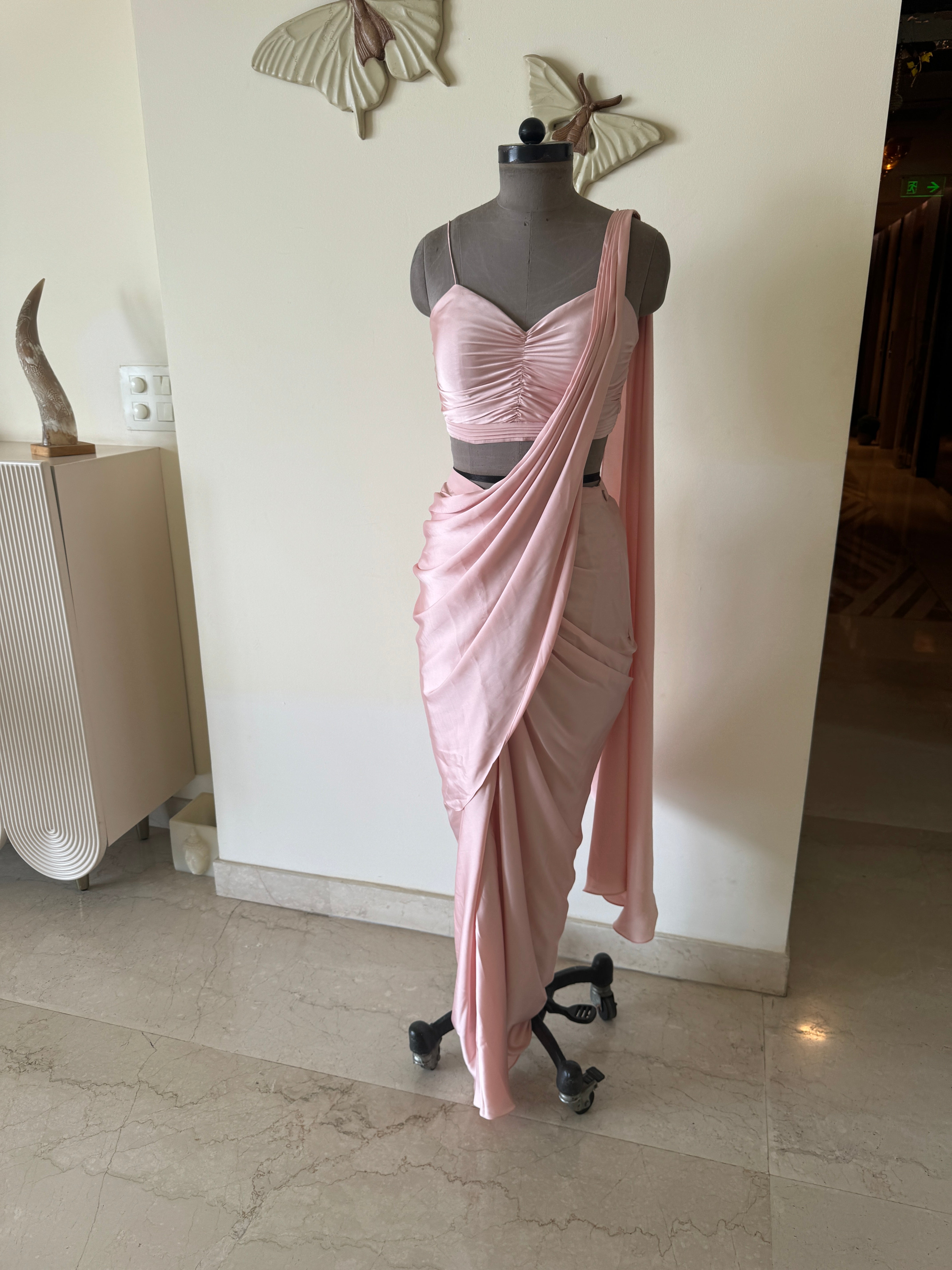 Pink Draped Saree